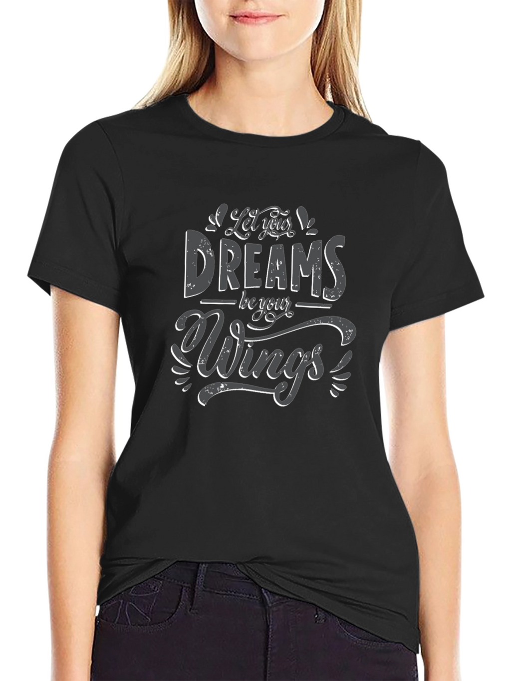 Dreams Be Your Wings Black Graphic Tee
