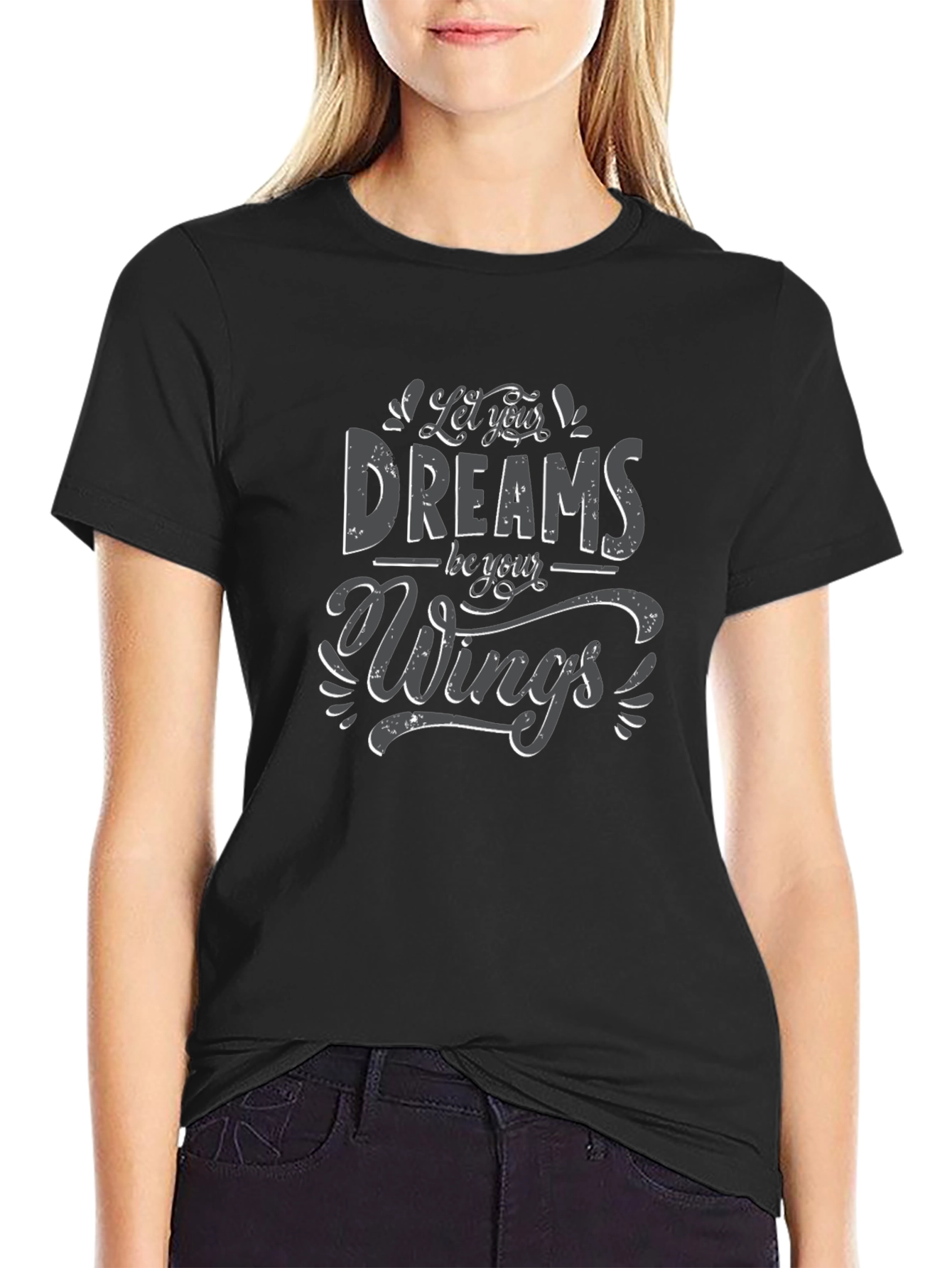 Dreams Be Your Wings Black Graphic Tee