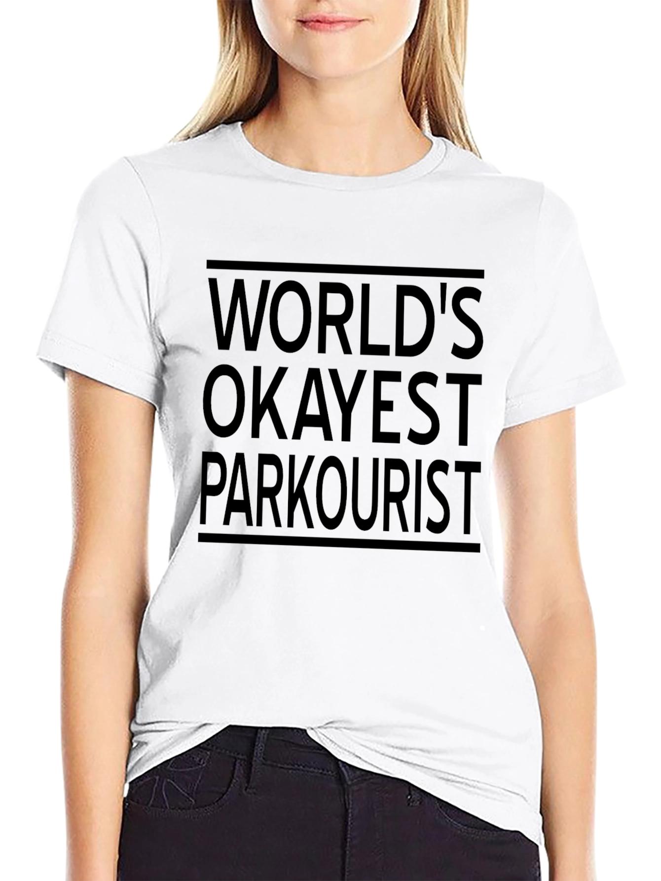 Worlds Okayest Parkourist T-Shirt - Funny Black Tee