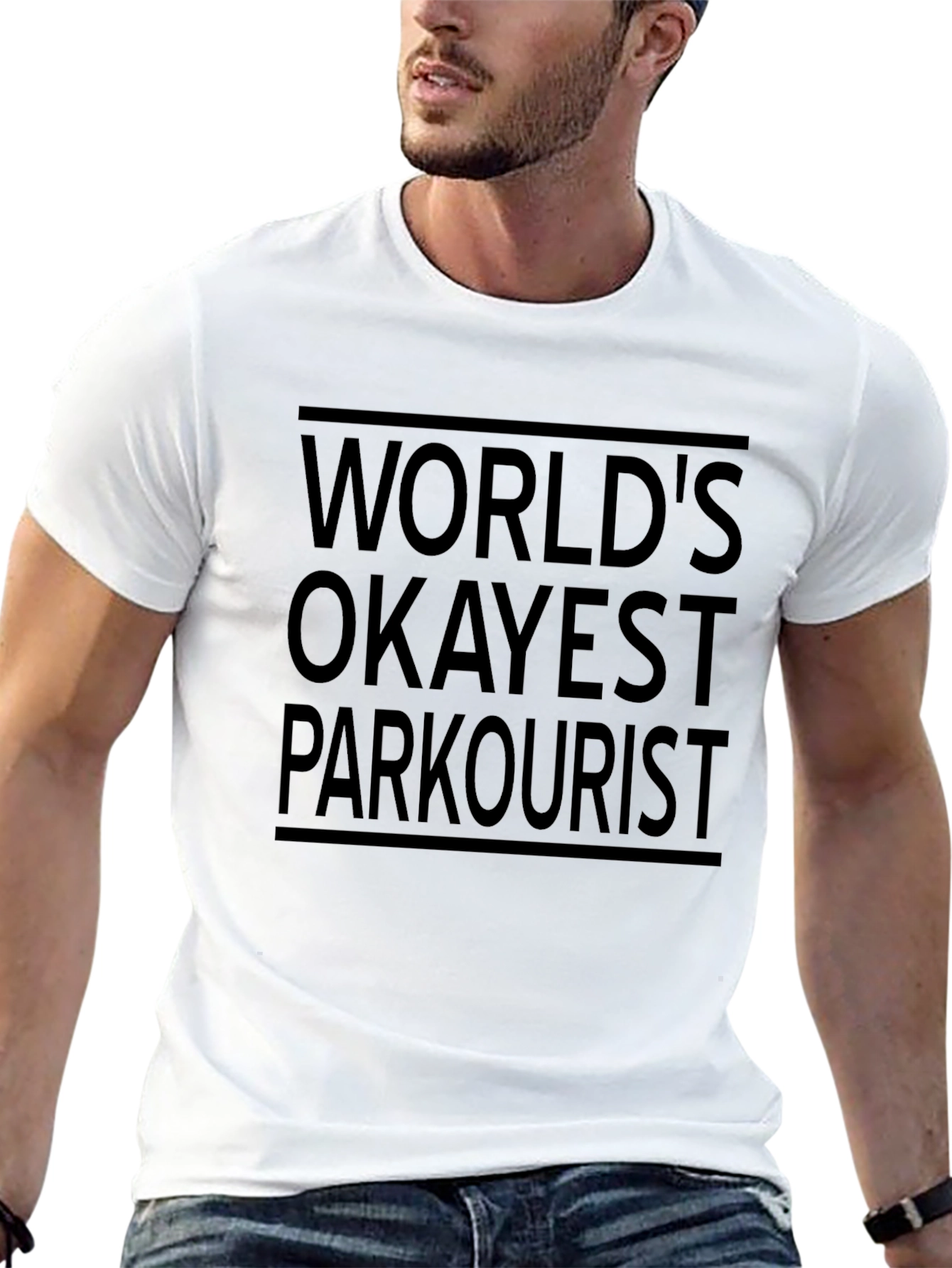 Worlds Okayest Parkourist T-Shirt - Funny Black Tee