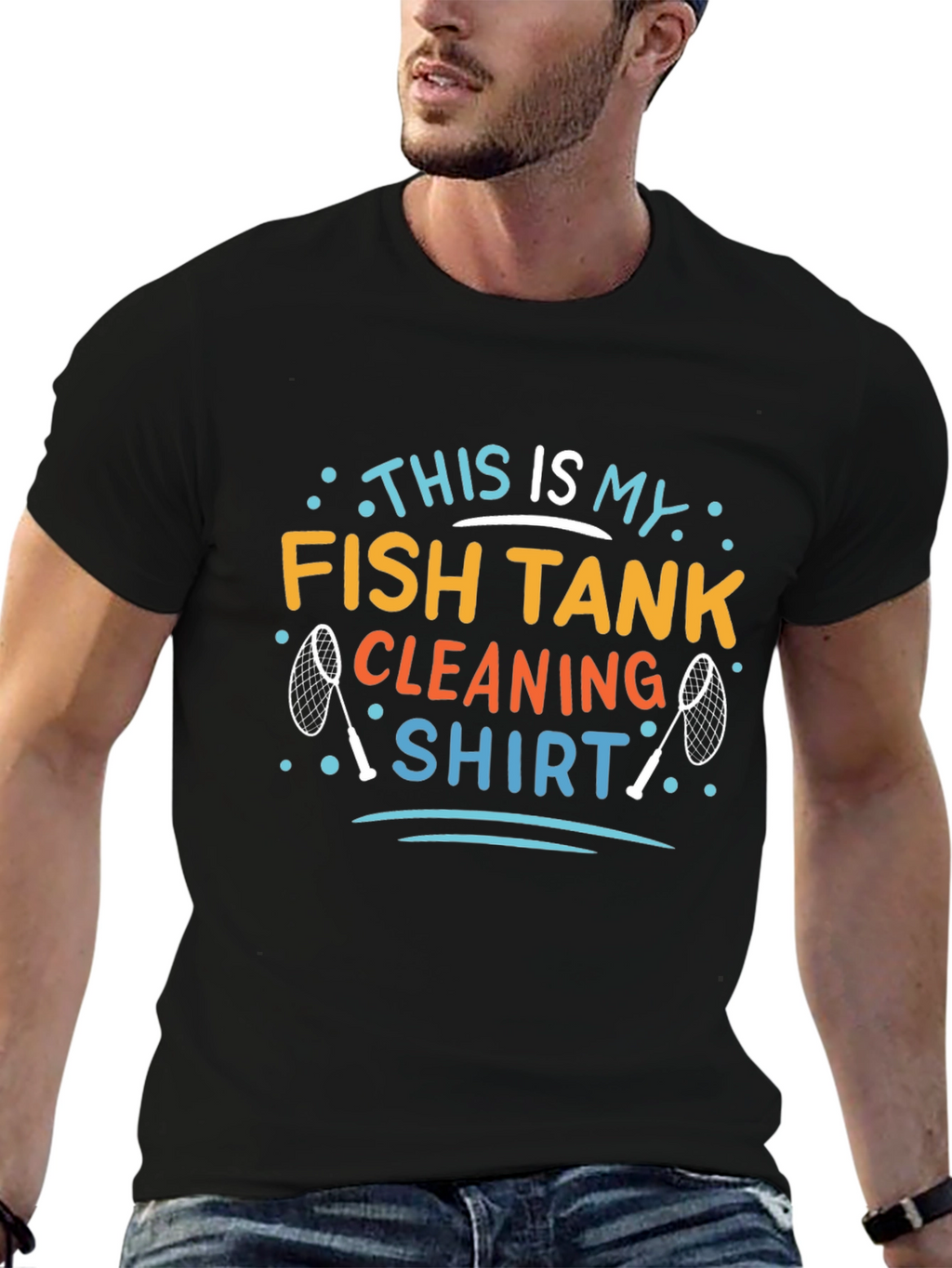 Fish Tank Cleaning Shirt - Mens Black Graphic Tee