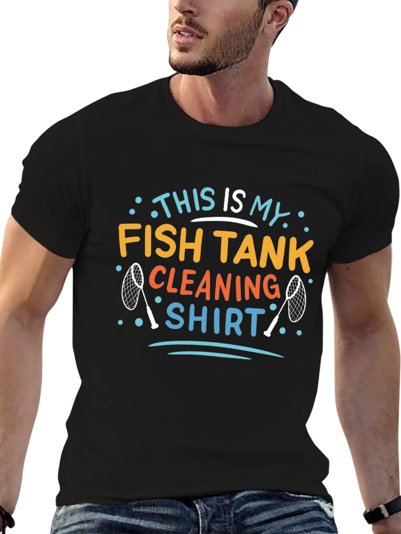 Fish Tank Cleaning Shirt - Mens Black Graphic Tee
