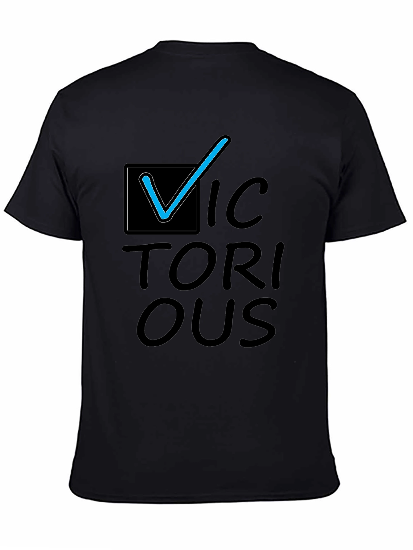 Victorious Graphic Tee - Black Cotton Casual T-Shirt