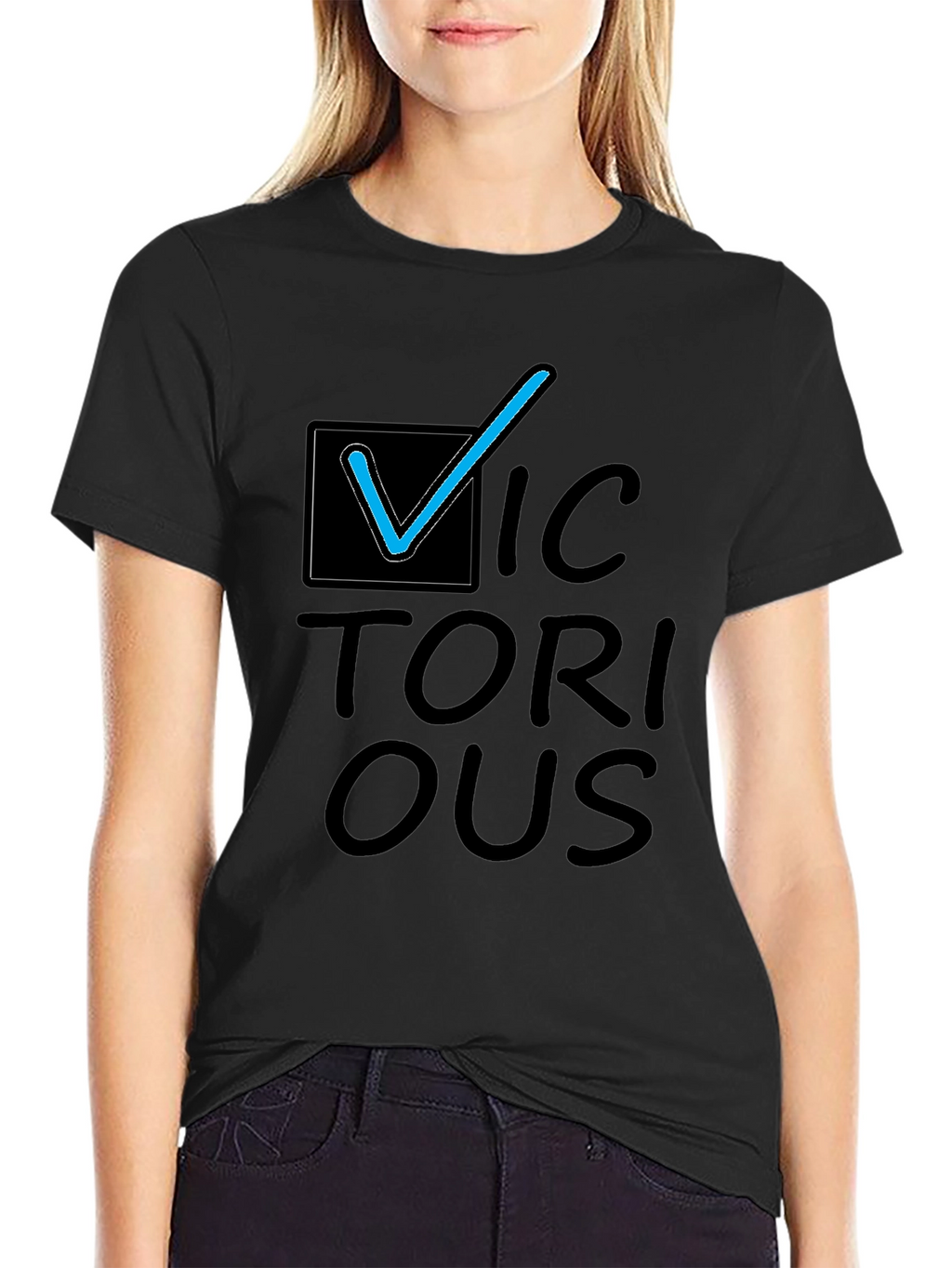 Victorious Graphic Tee - Black Cotton Casual T-Shirt