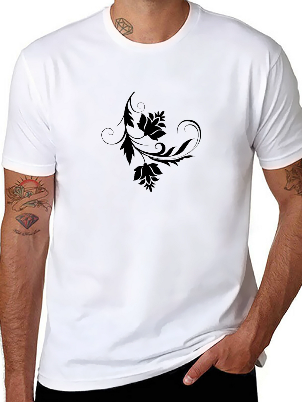 Elegant Black Floral Graphic T-Shirt