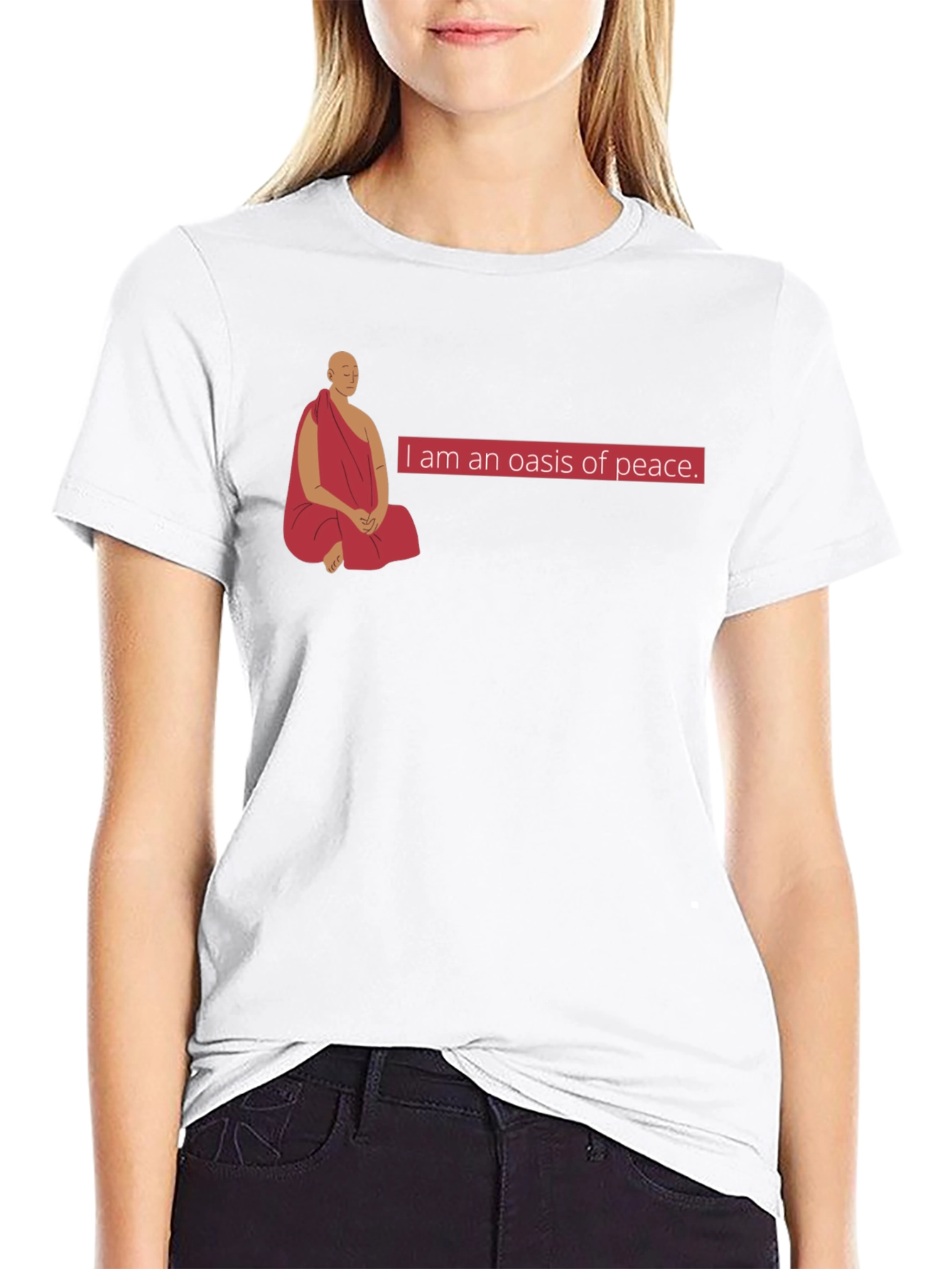 Oasis of Peace T-Shirt - Meditating Monk Design