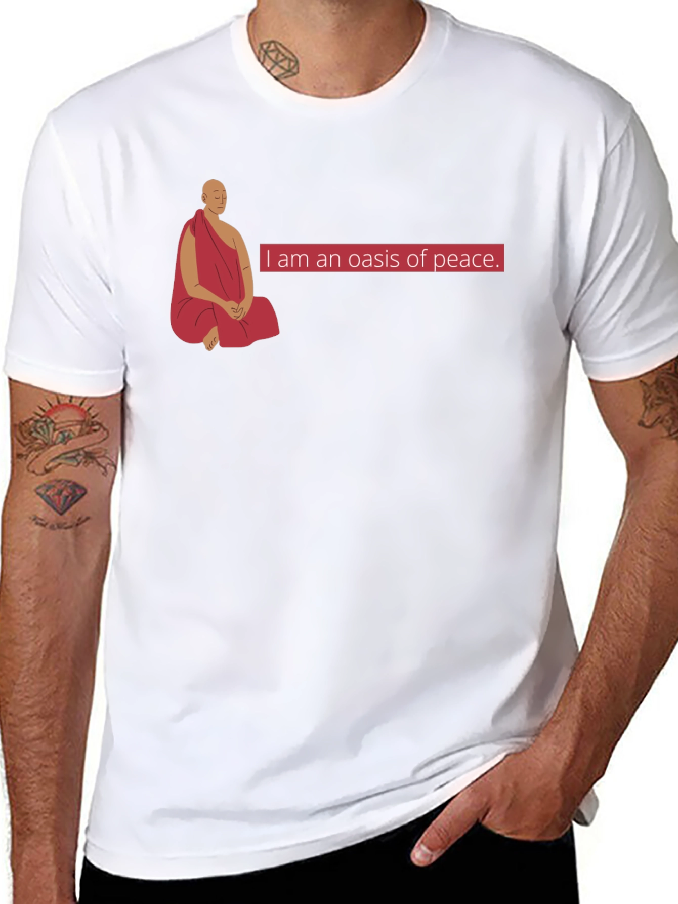 Oasis of Peace T-Shirt - Meditating Monk Design