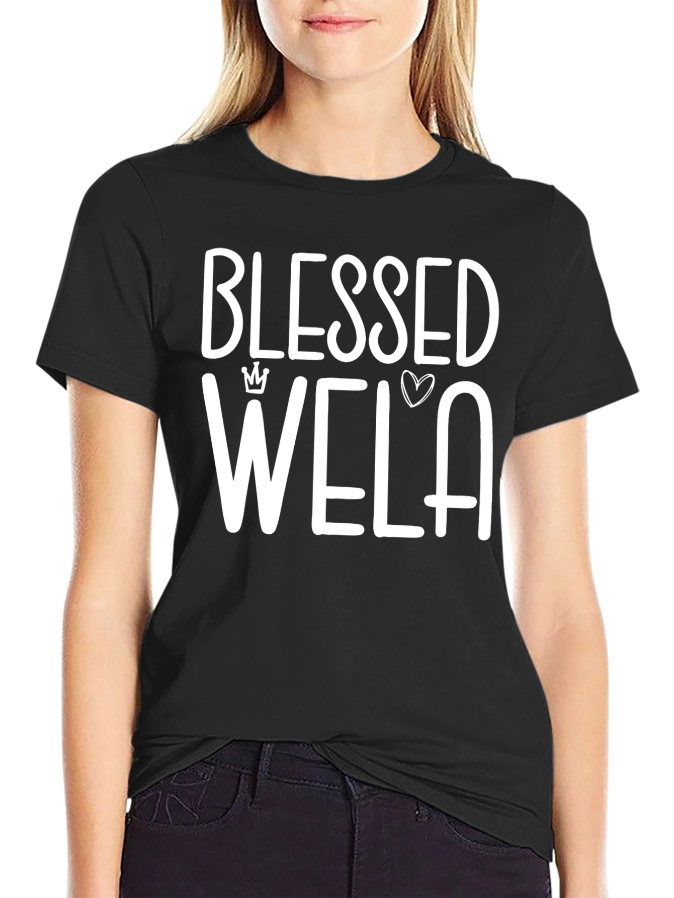 Blessed Wela Graphic Tee - Black Cotton Blend