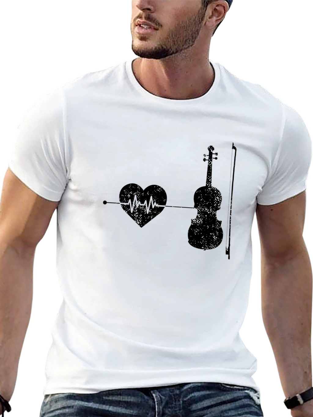 Music Lover Tee: Heartbeat Violin Graphic T-Shirt