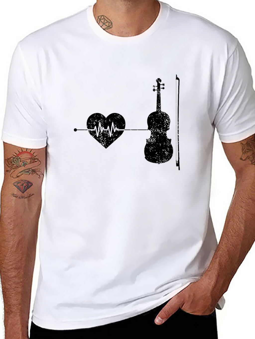 Music Lover Tee: Heartbeat Violin Graphic T-Shirt