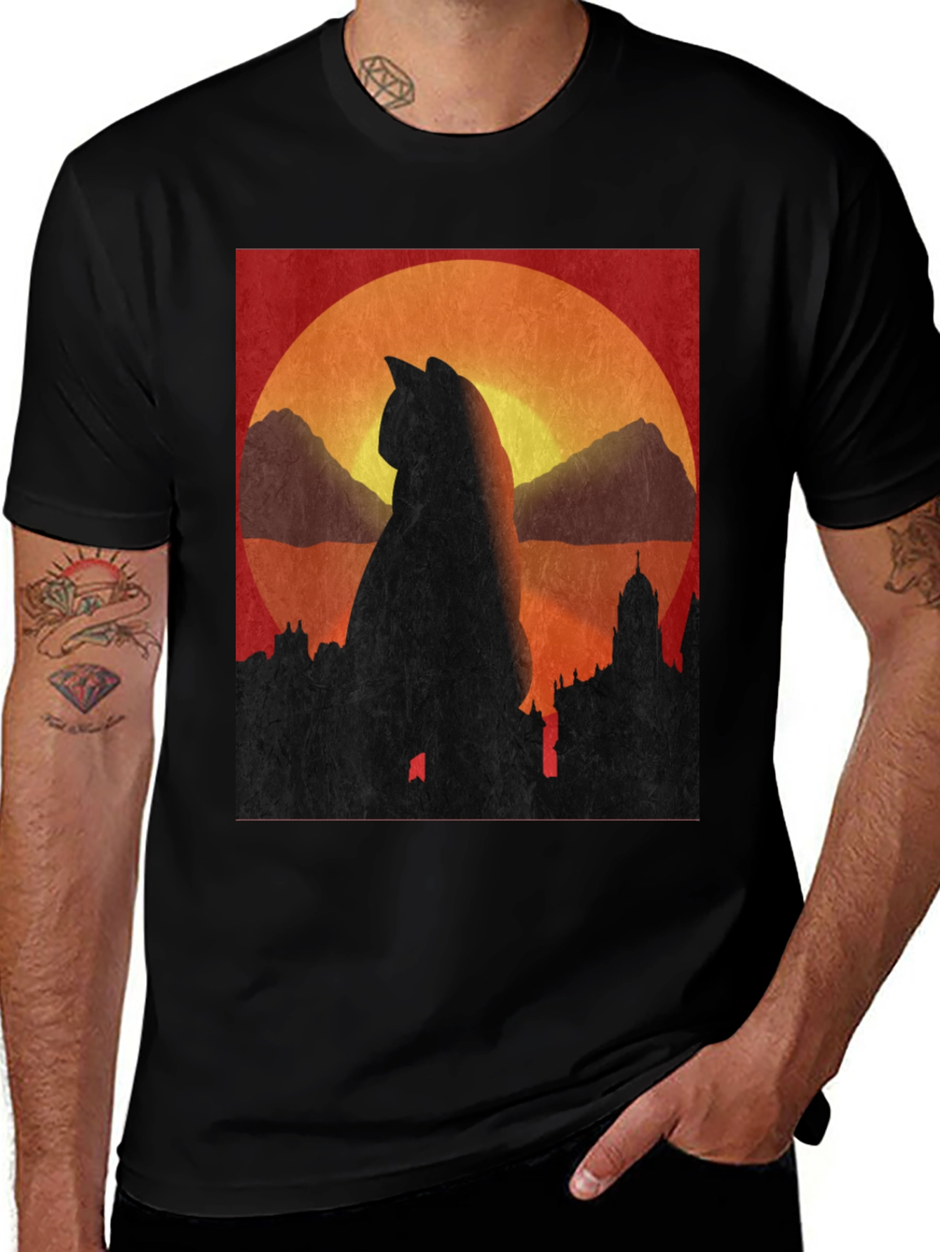 Cat Silhouette Sunset T-Shirt