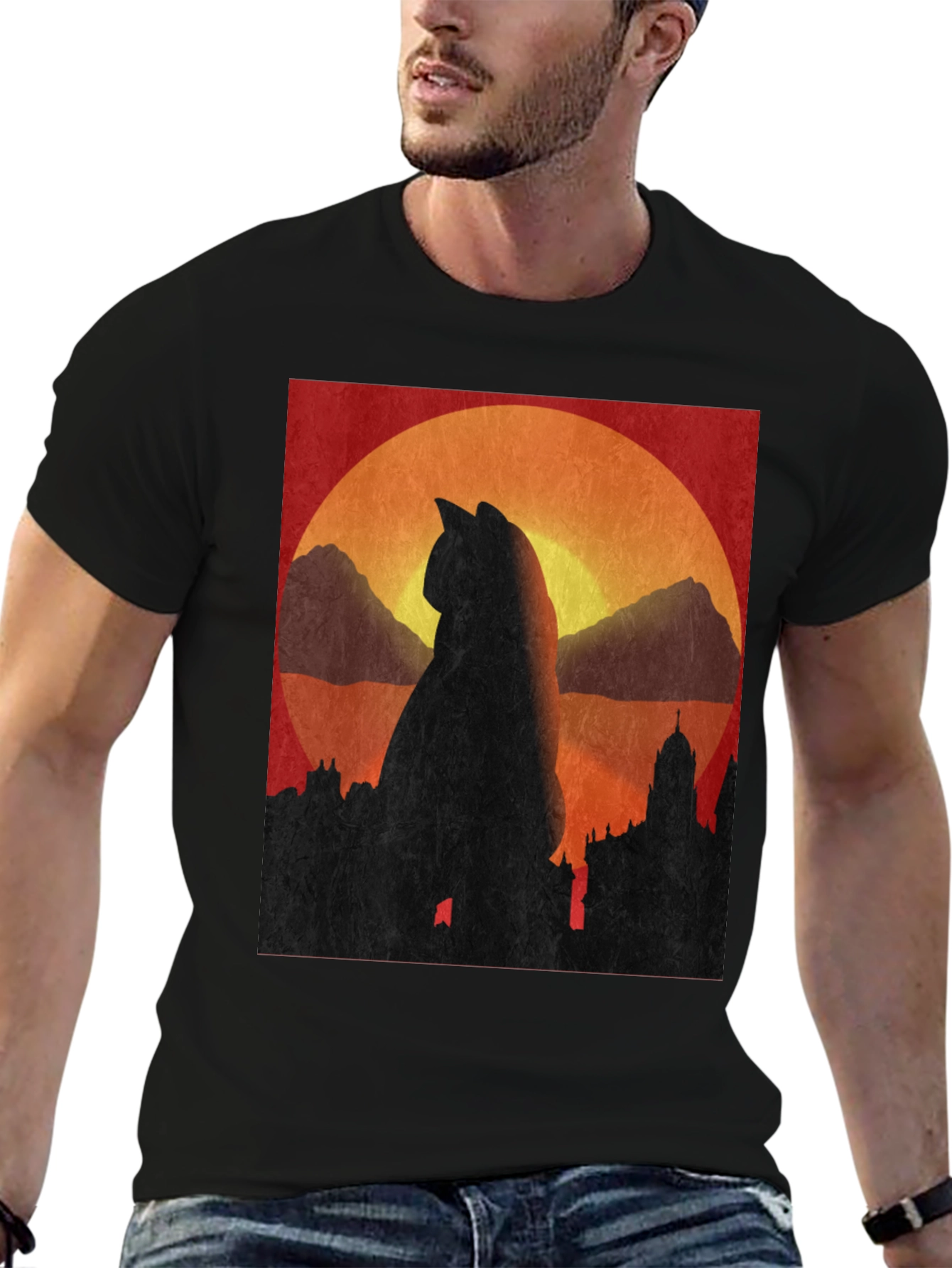 Cat Silhouette Sunset T-Shirt