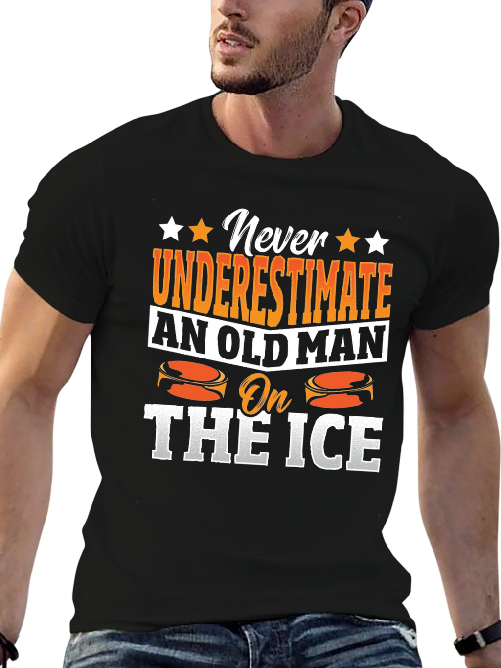 Never Underestimate Old Man On The Ice T-Shirt