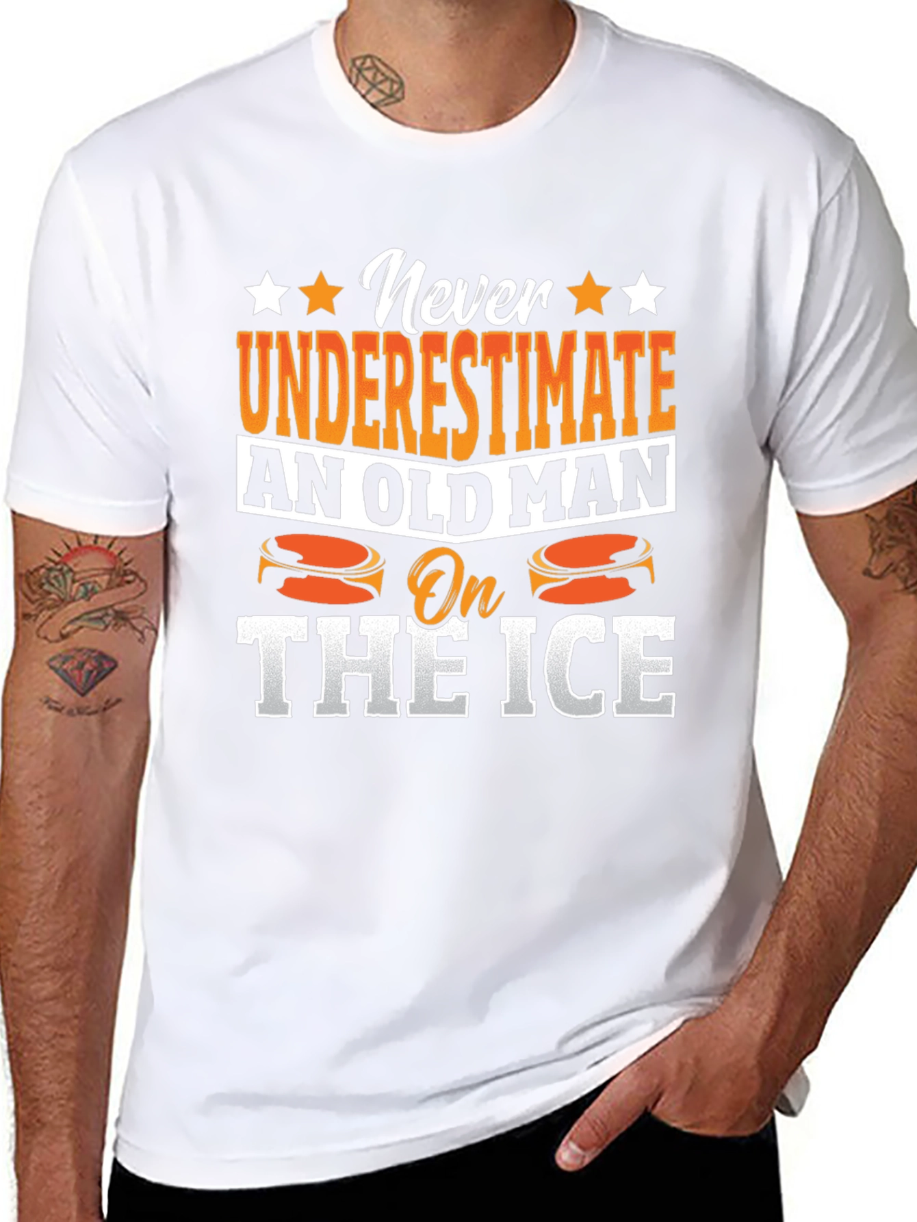 Never Underestimate Old Man On The Ice T-Shirt