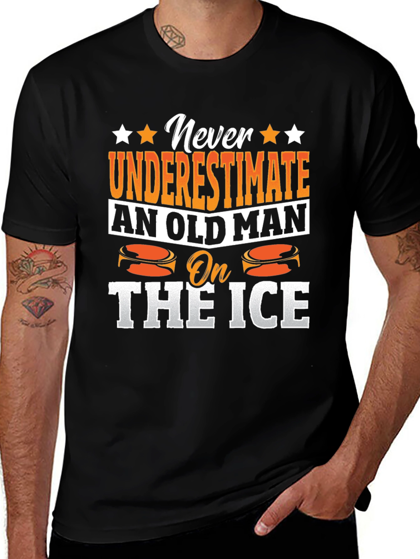 Never Underestimate Old Man On The Ice T-Shirt