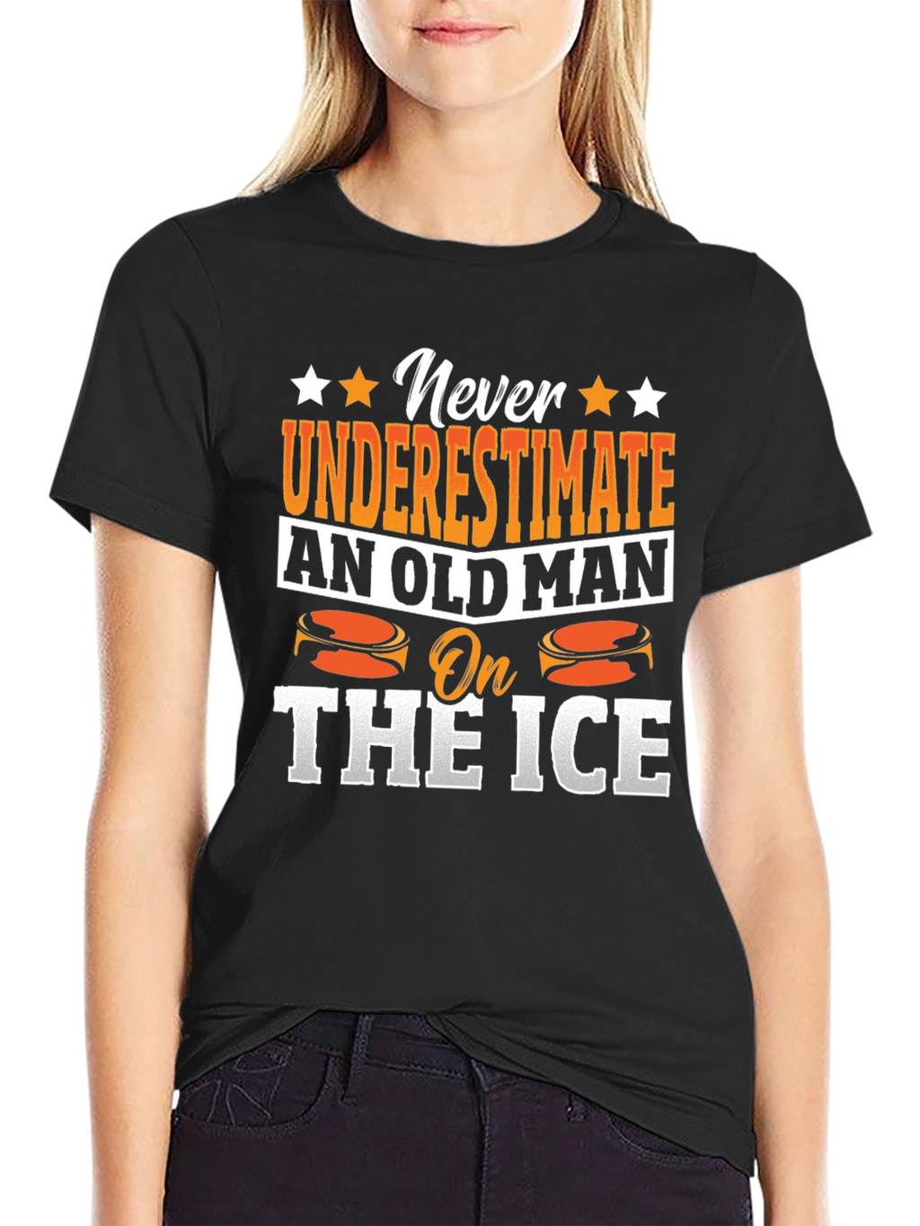 Never Underestimate Old Man On The Ice T-Shirt