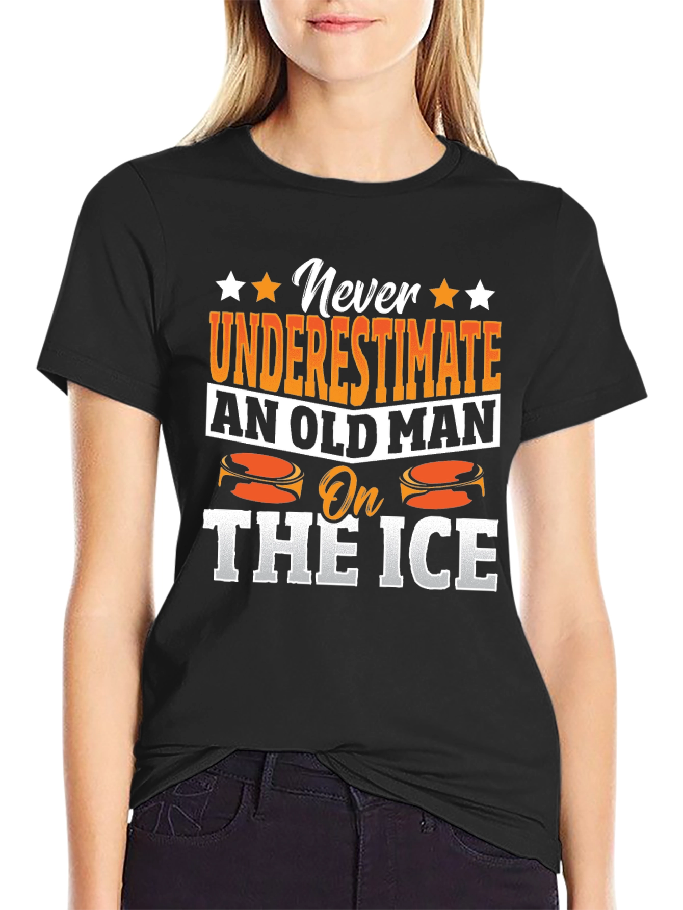 Never Underestimate Old Man On The Ice T-Shirt