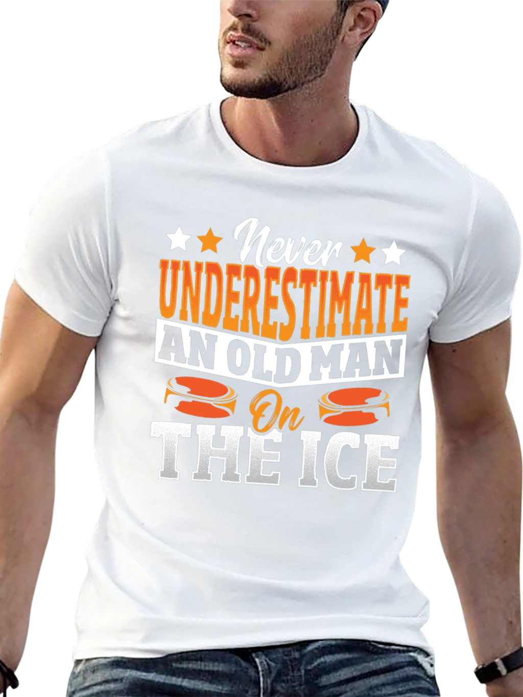Never Underestimate Old Man On The Ice T-Shirt