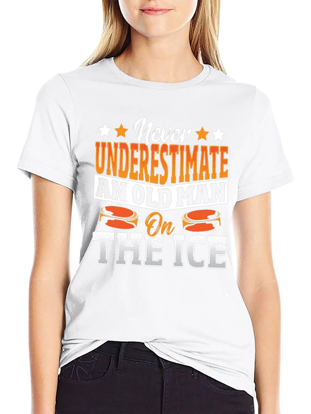 Never Underestimate Old Man On The Ice T-Shirt