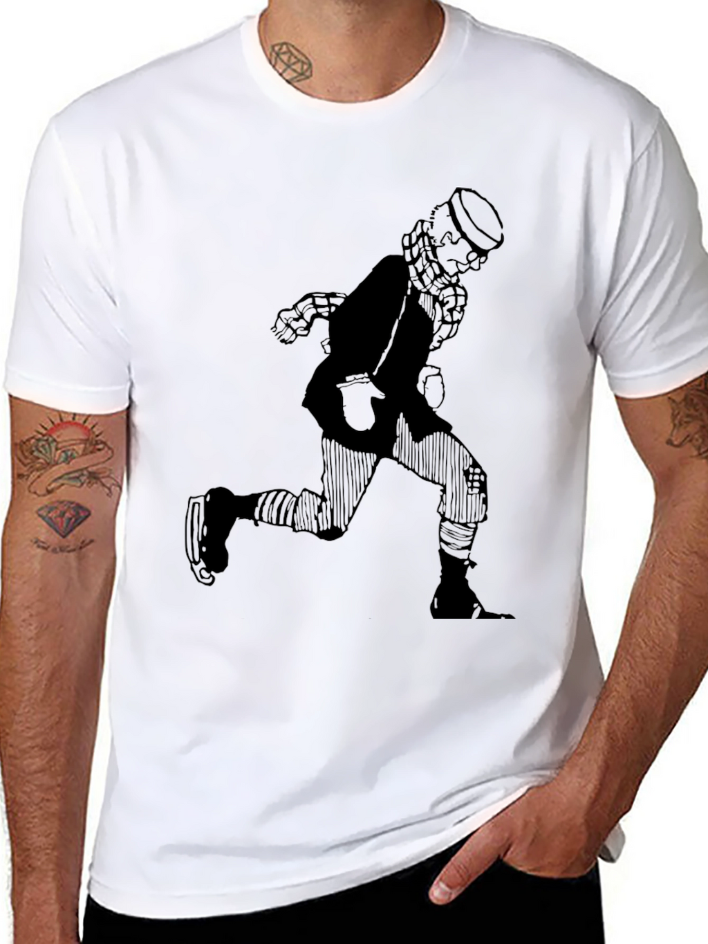 Retro Cartoon Skater T-Shirt - Black Graphic Tee