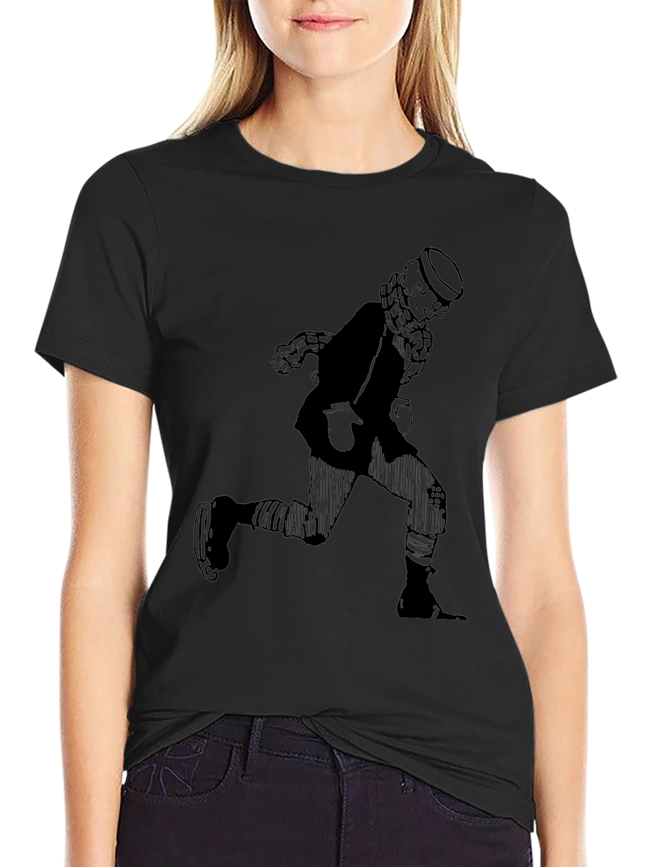 Retro Cartoon Skater T-Shirt - Black Graphic Tee