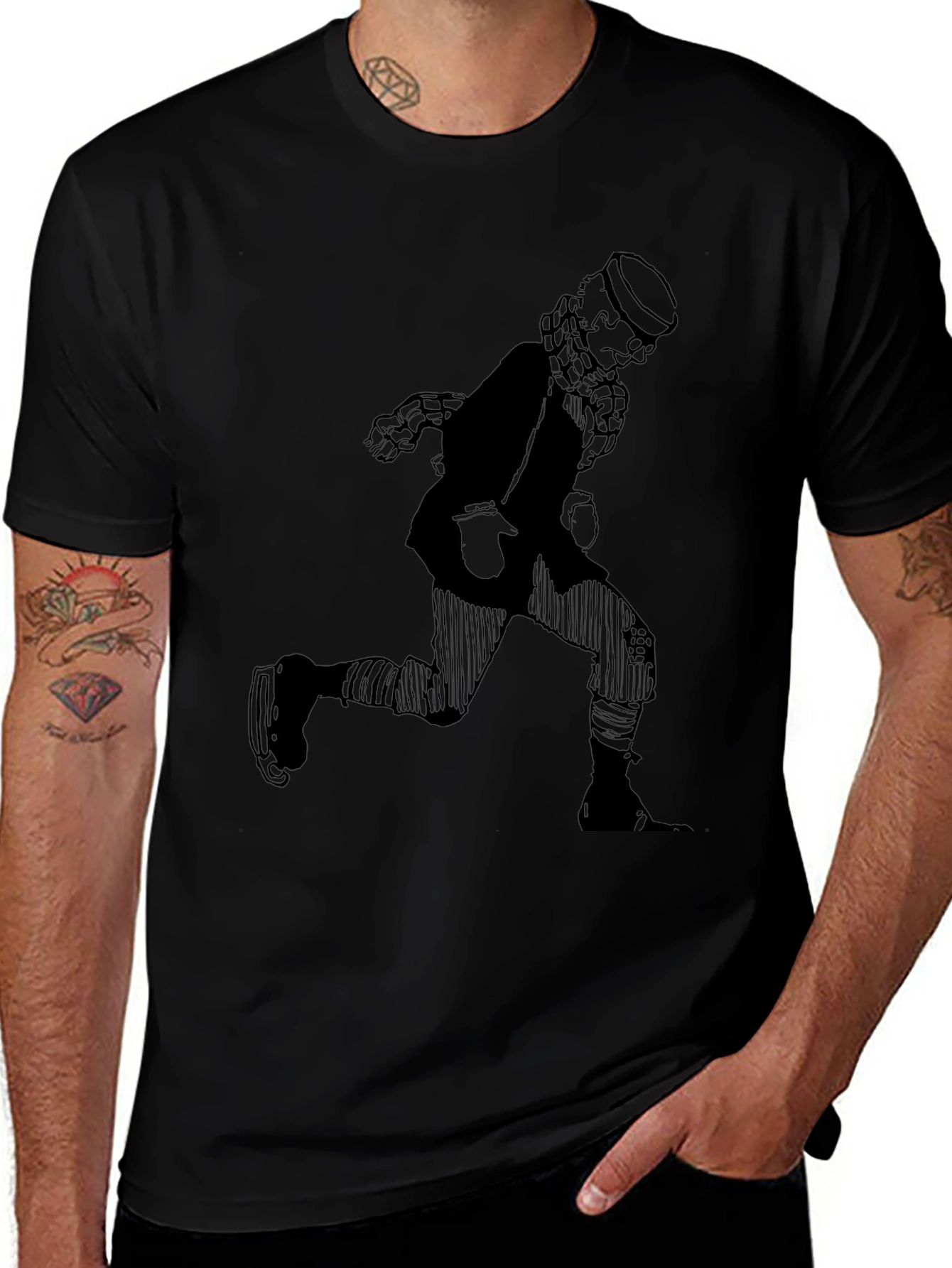 Retro Cartoon Skater T-Shirt - Black Graphic Tee