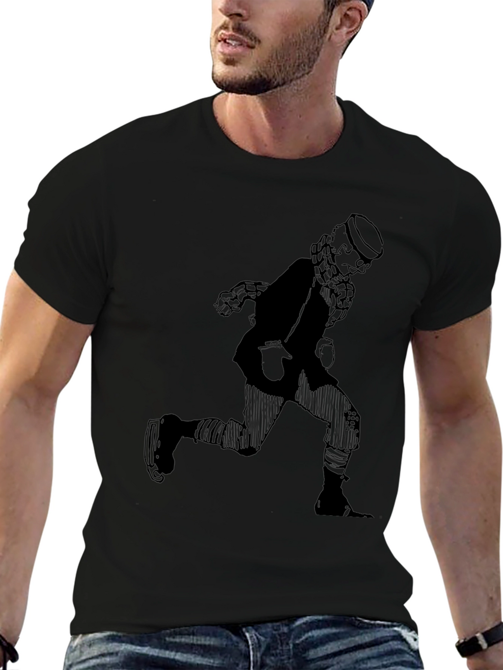 Retro Cartoon Skater T-Shirt - Black Graphic Tee