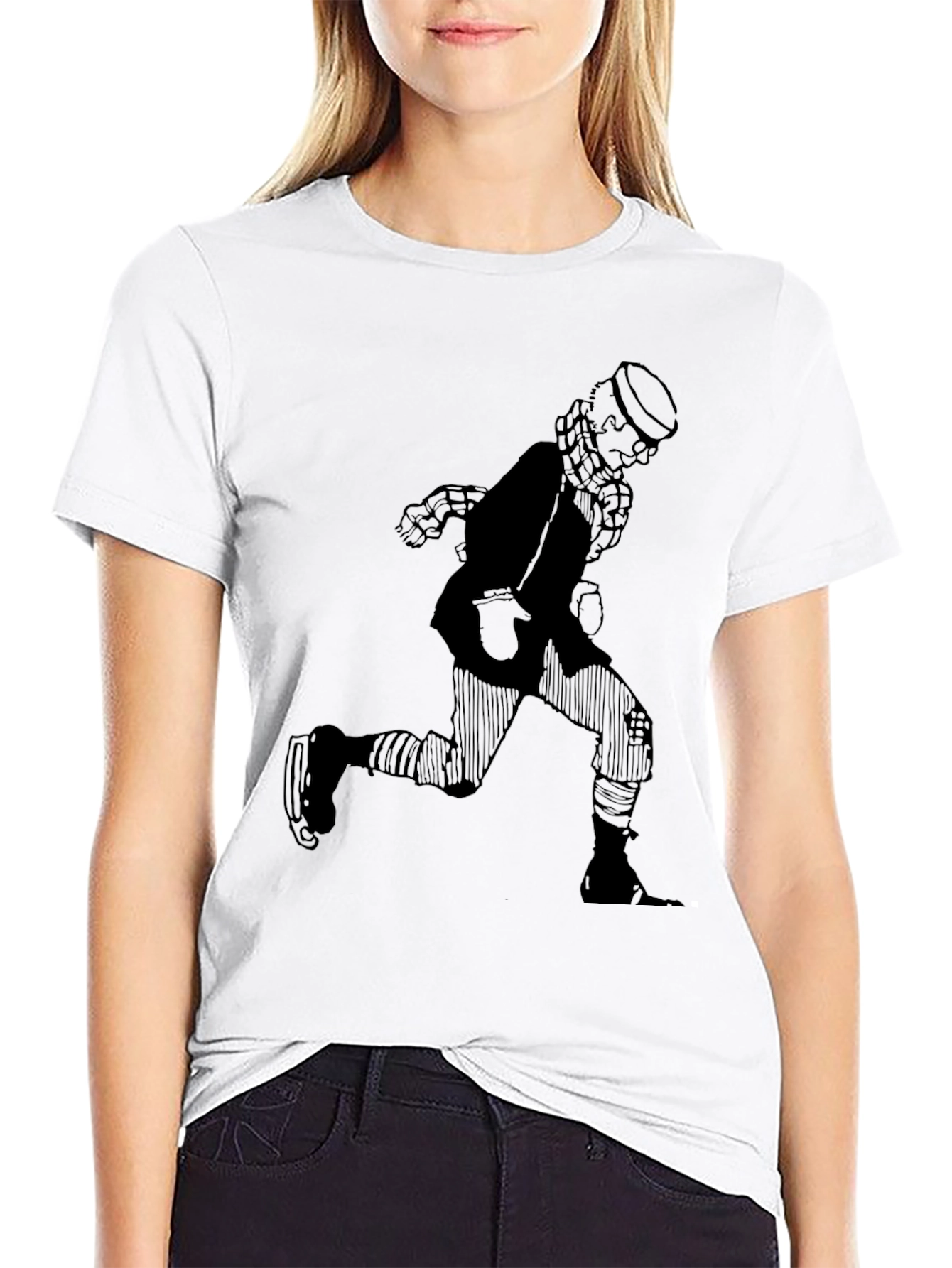 Retro Cartoon Skater T-Shirt - Black Graphic Tee