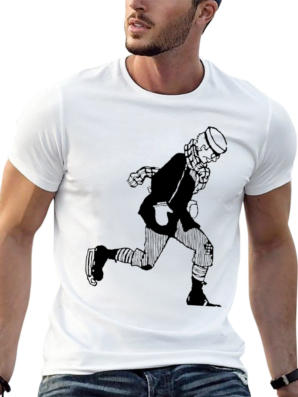 Retro Cartoon Skater T-Shirt - Black Graphic Tee