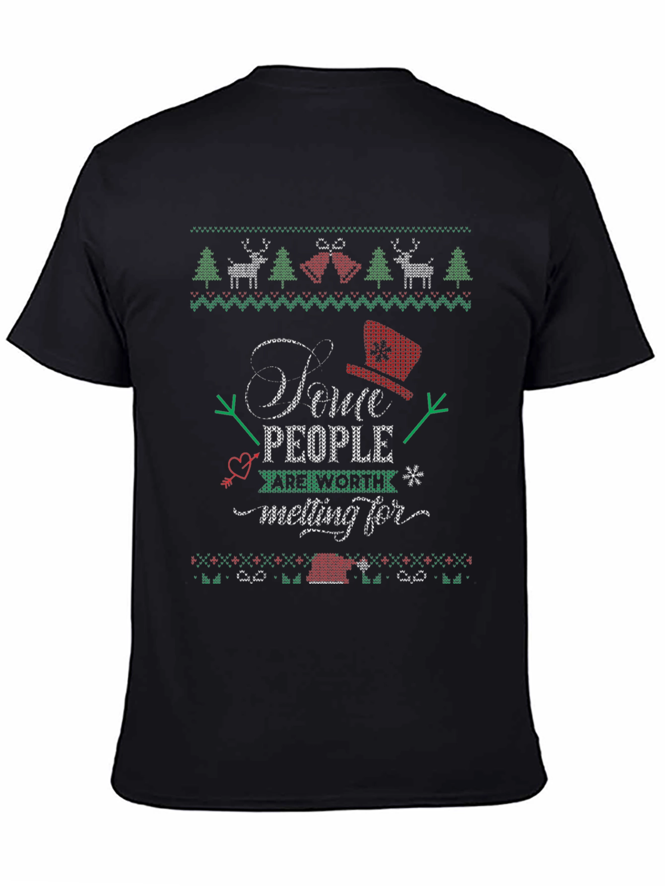 Christmas Sweater Style T-Shirt - Some People Worth Melting For