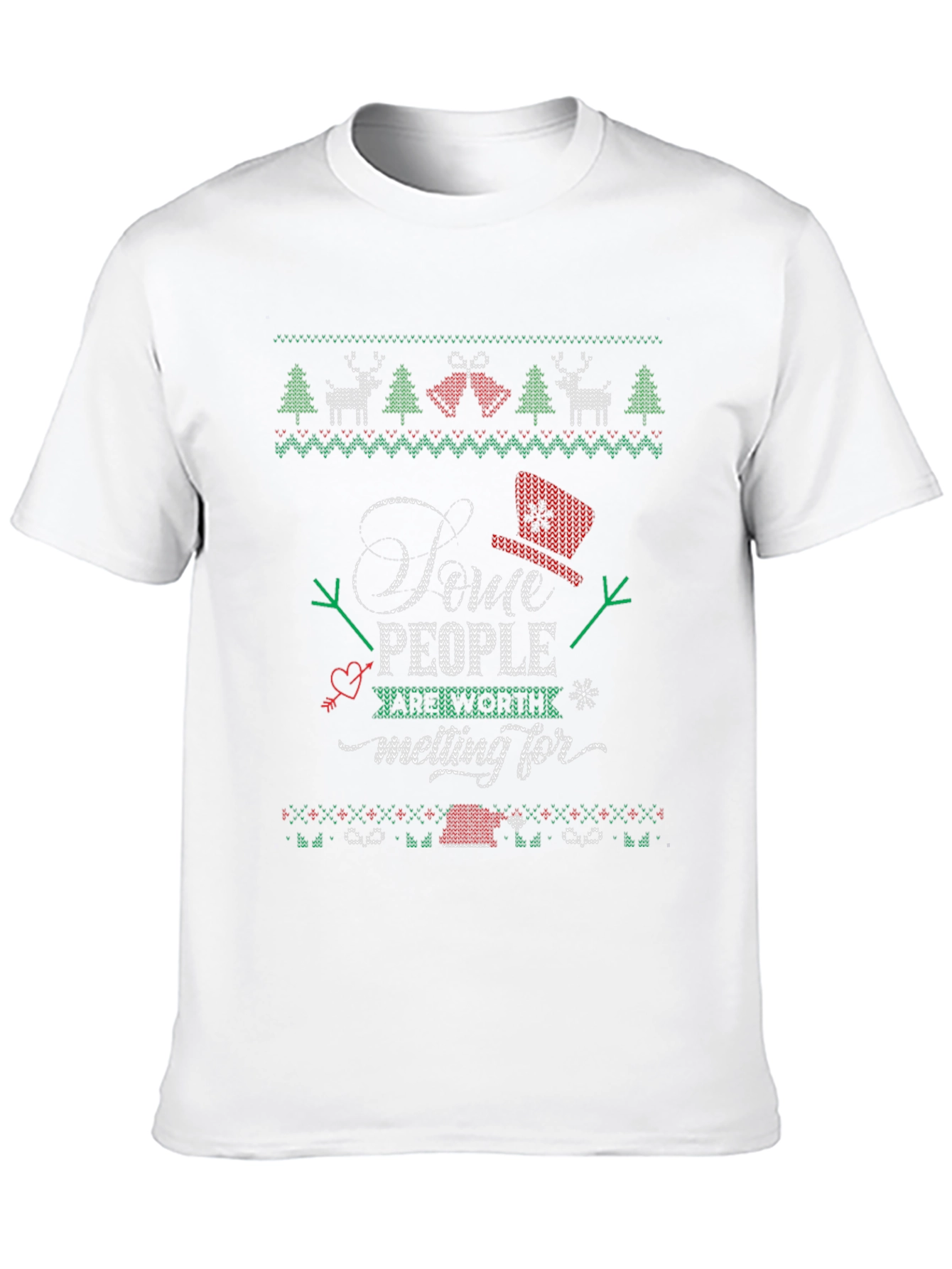 Christmas Sweater Style T-Shirt - Some People Worth Melting For