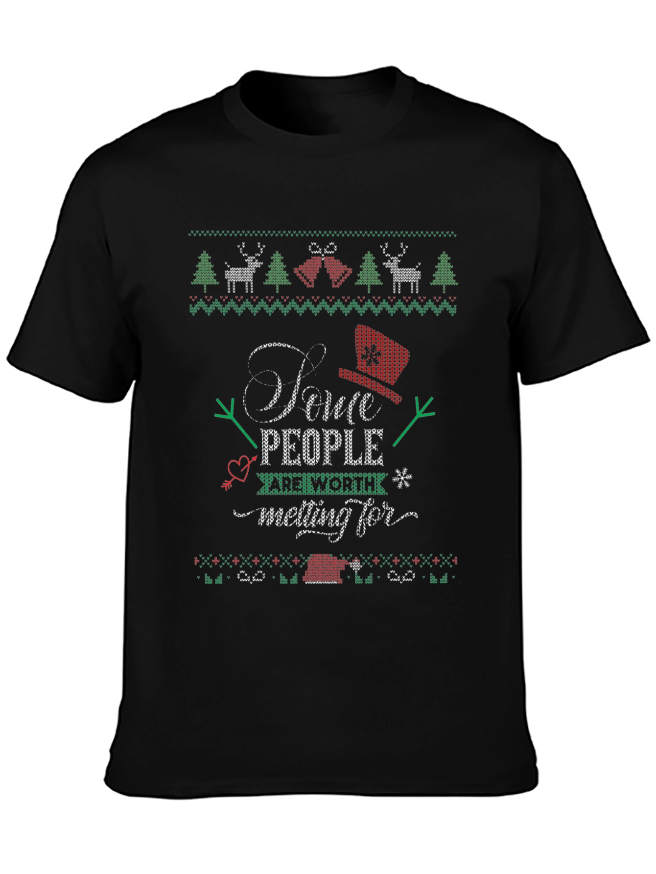 Christmas Sweater Style T-Shirt - Some People Worth Melting For