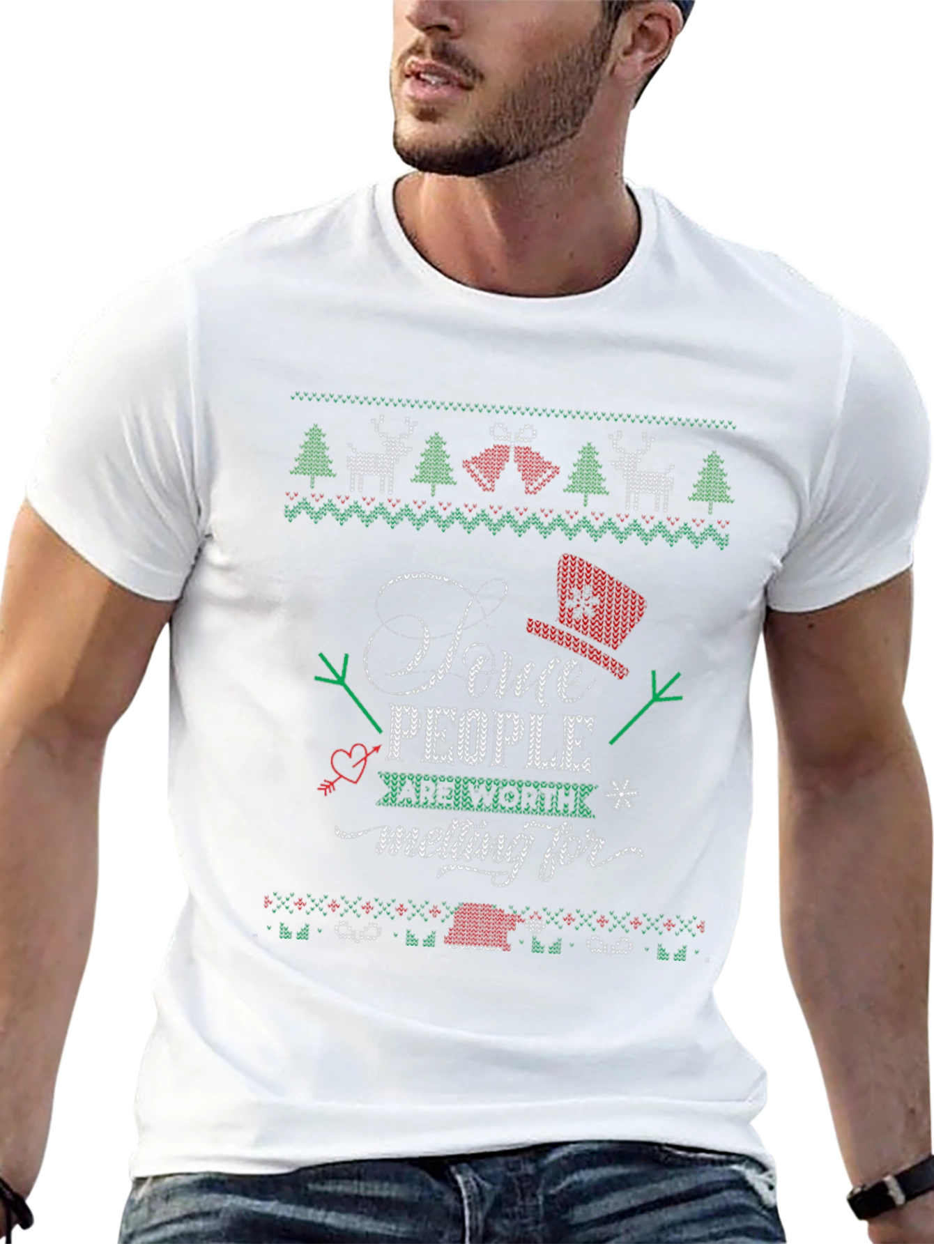 Christmas Sweater Style T-Shirt - Some People Worth Melting For