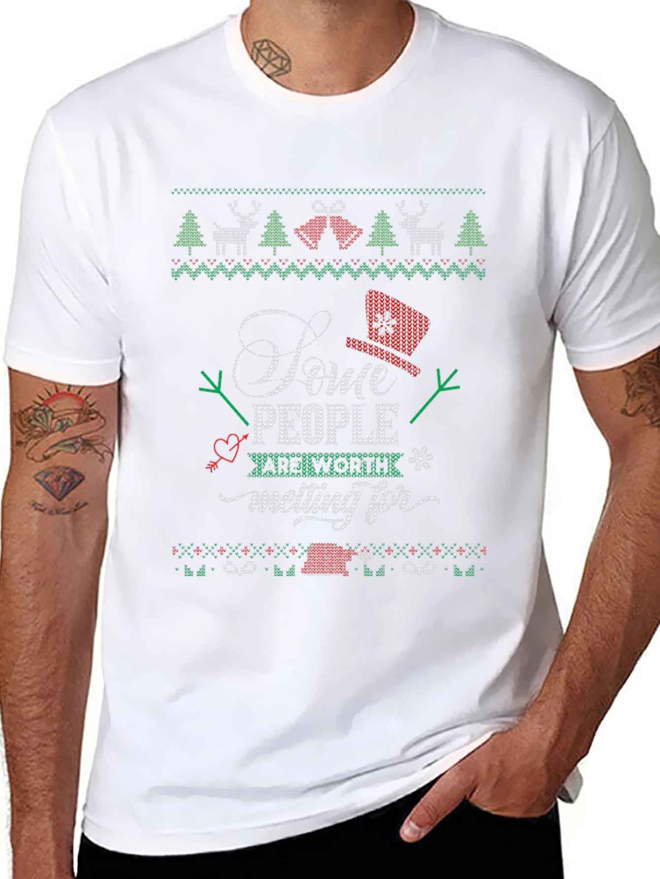 Christmas Sweater Style T-Shirt - Some People Worth Melting For