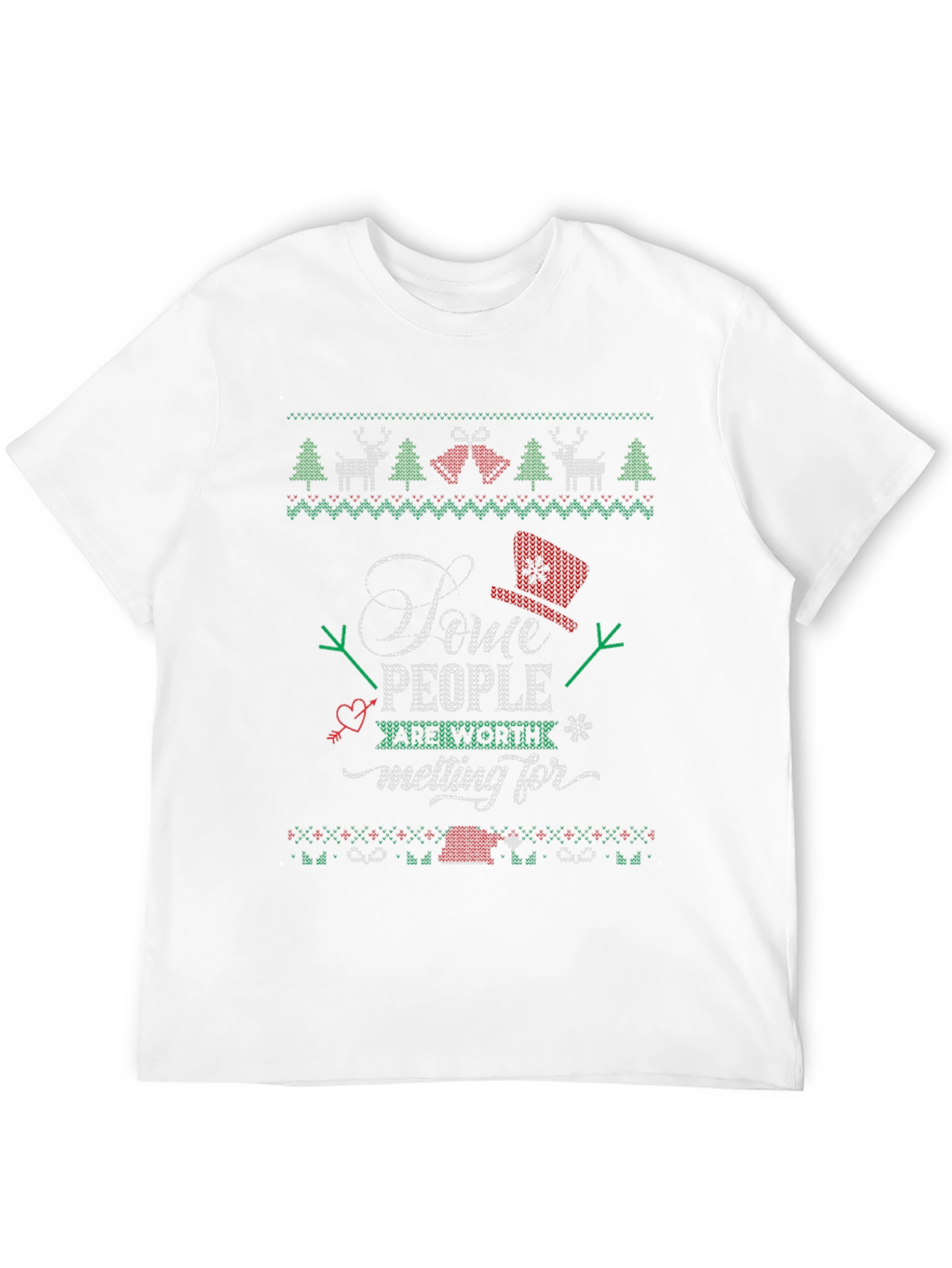 Christmas Sweater Style T-Shirt - Some People Worth Melting For