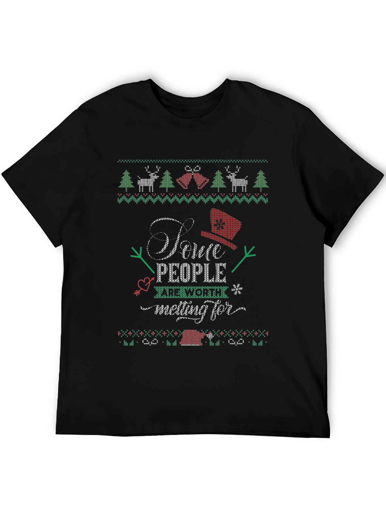 Christmas Sweater Style T-Shirt - Some People Worth Melting For