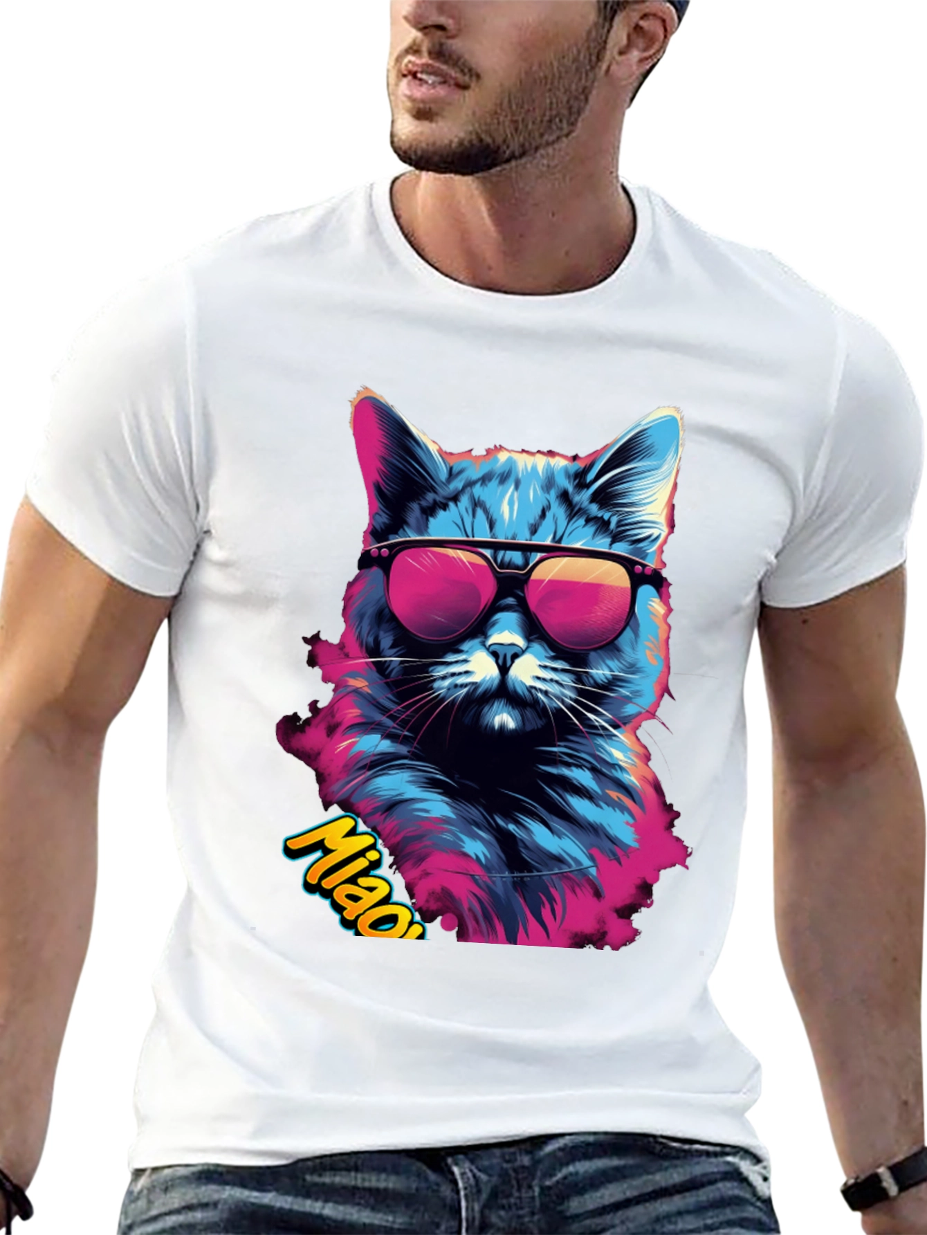 Cool Cat Graphic Tee - Mens Black T-Shirt