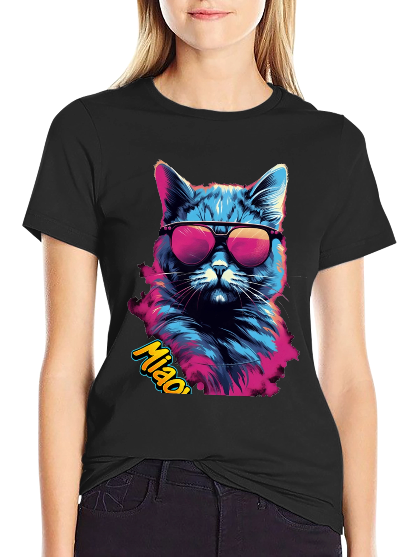 Cool Cat Graphic Tee - Mens Black T-Shirt