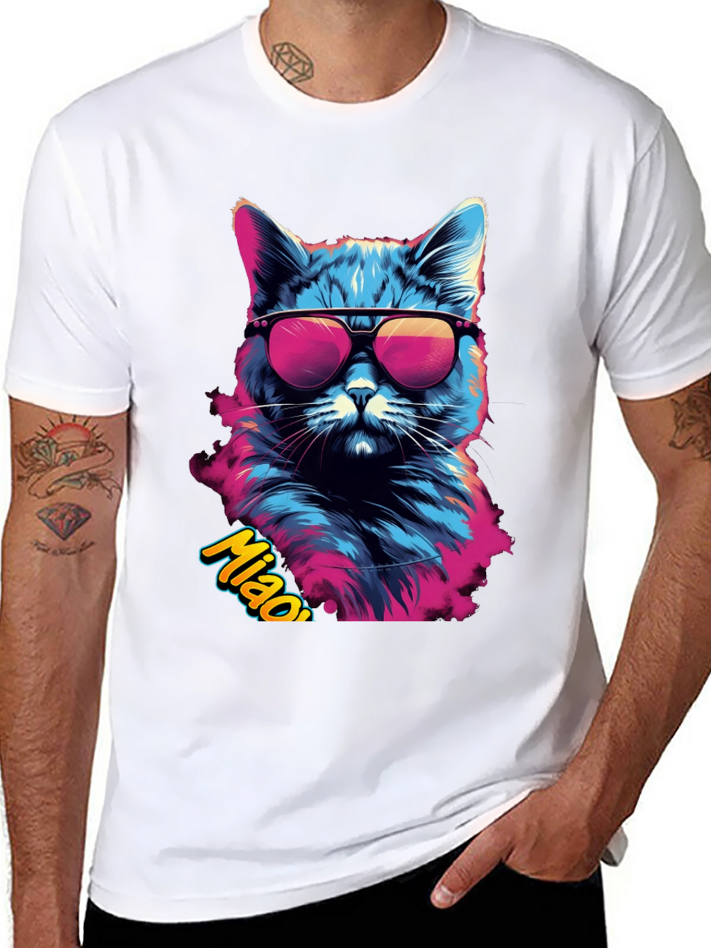 Cool Cat Graphic Tee - Mens Black T-Shirt
