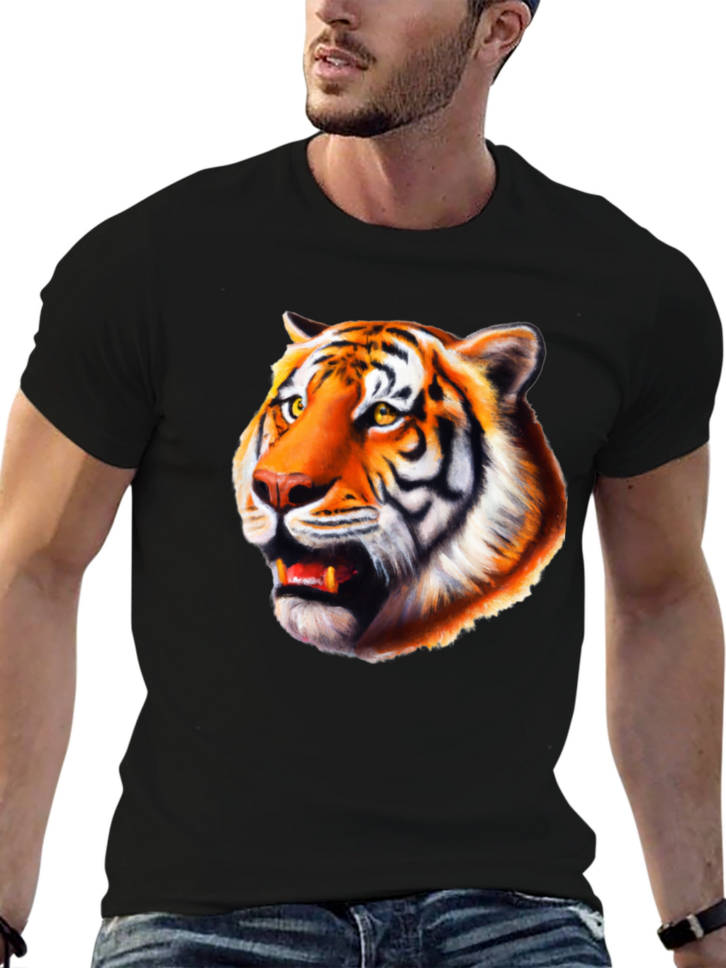 Tiger Graphic Tee - Bold Animal Print Black T-Shirt