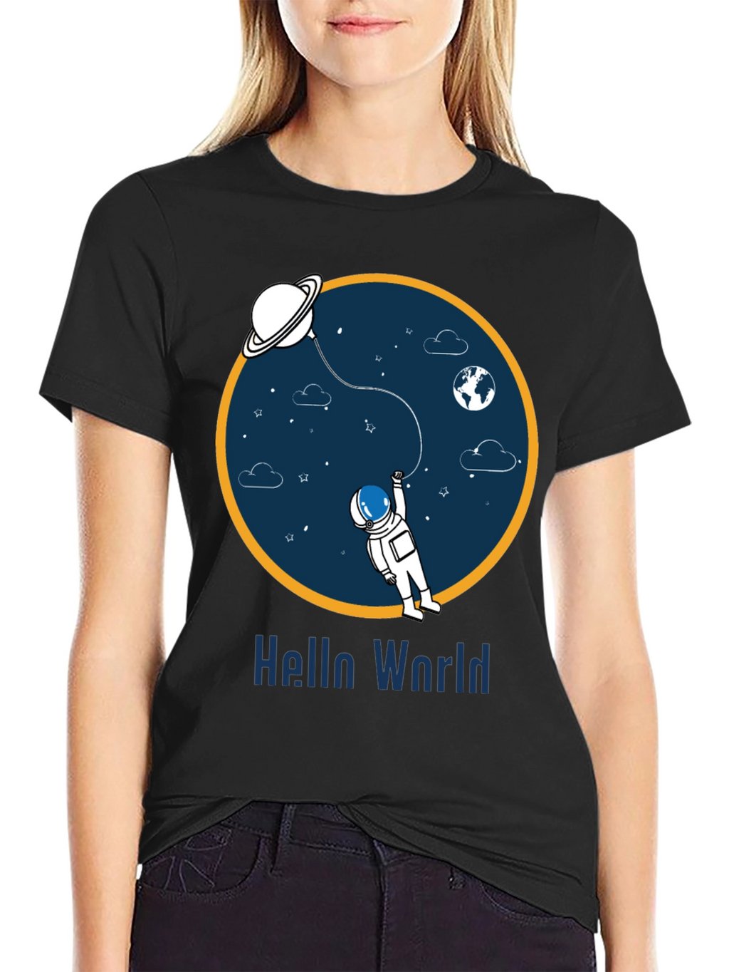 Astronaut Hello World Graphic T-Shirt