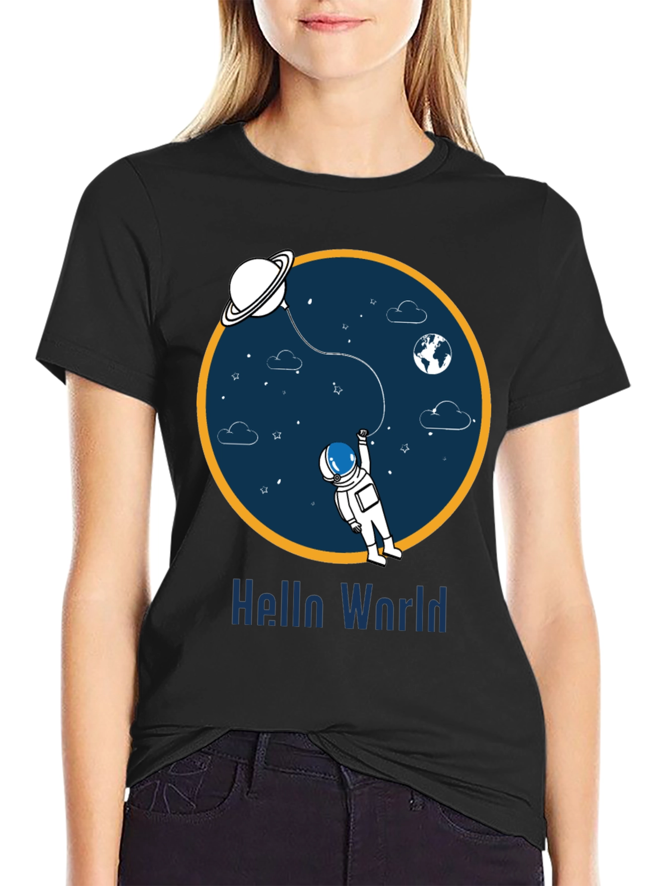 Astronaut Hello World Graphic T-Shirt