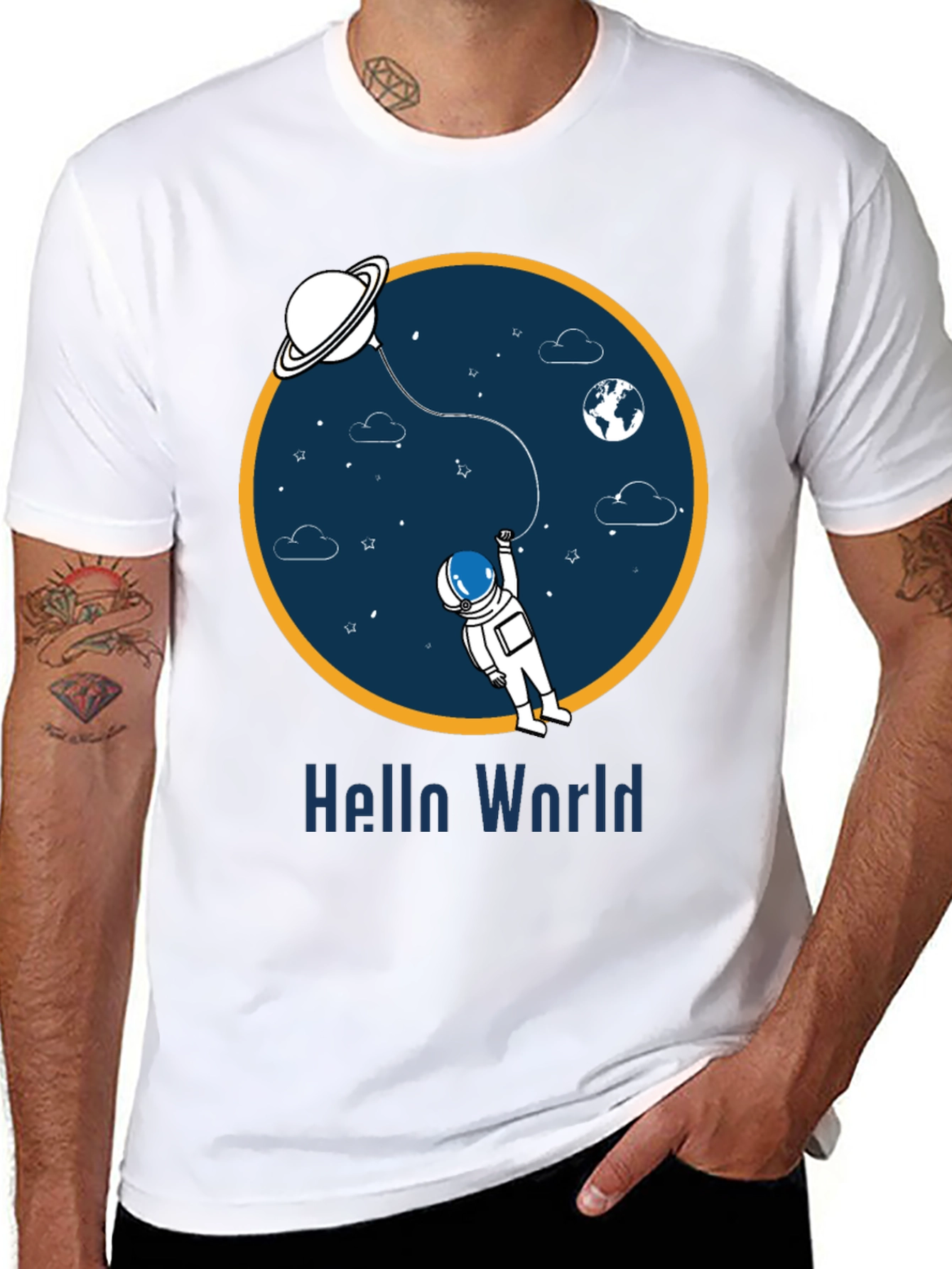 Astronaut Hello World Graphic T-Shirt