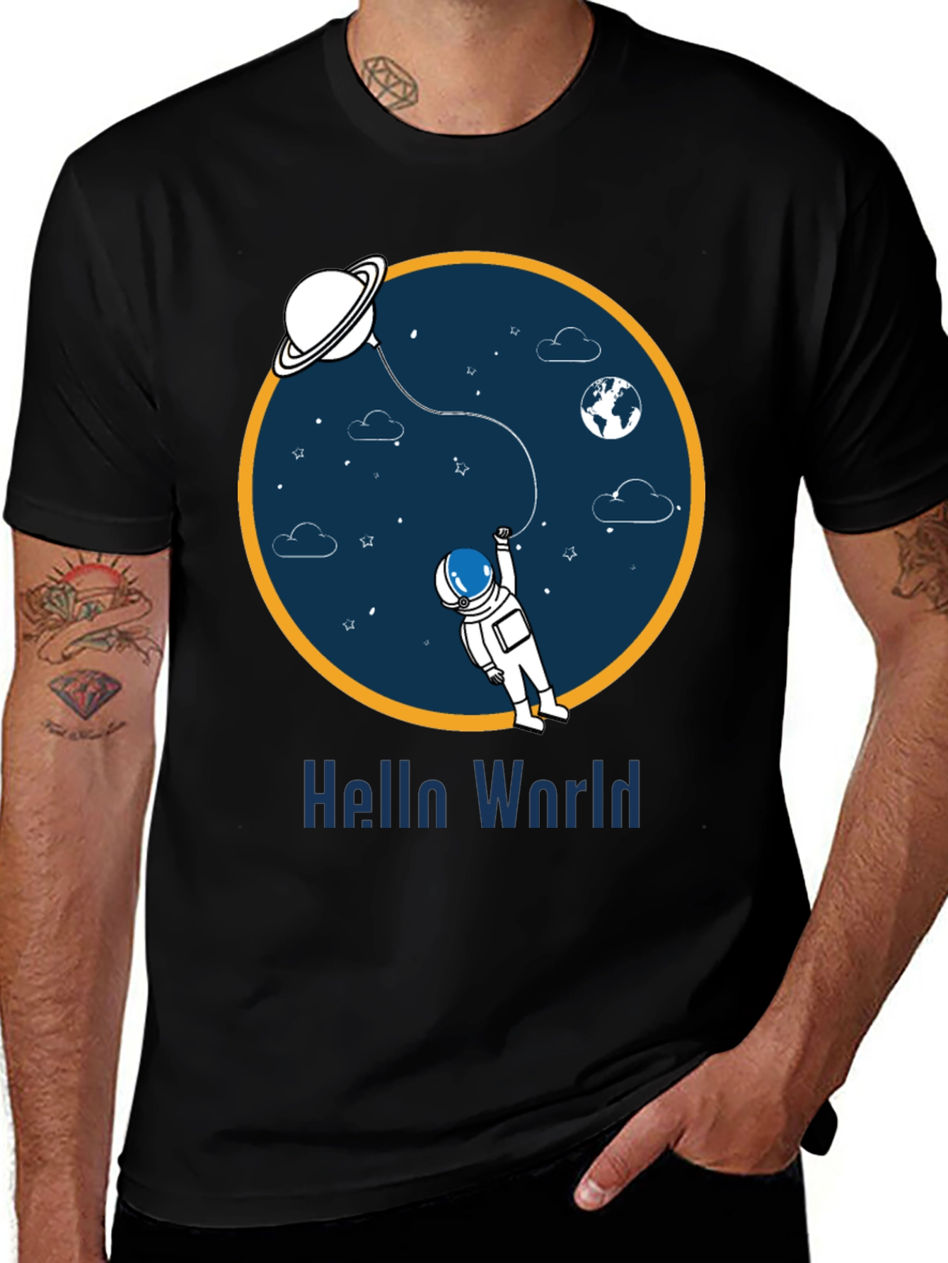 Astronaut Hello World Graphic T-Shirt