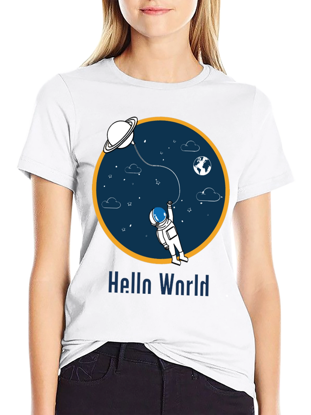 Astronaut Hello World Graphic T-Shirt