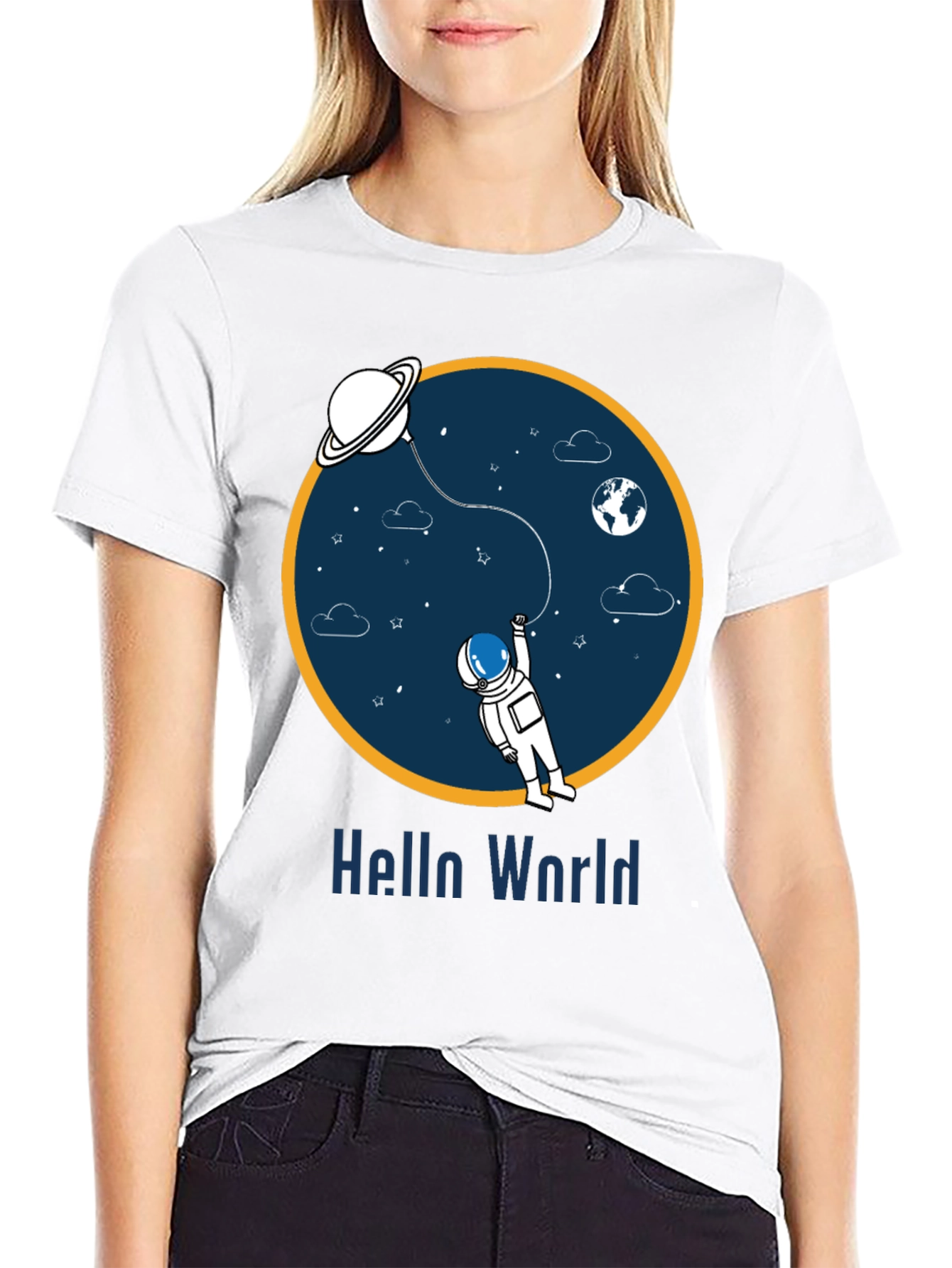 Astronaut Hello World Graphic T-Shirt