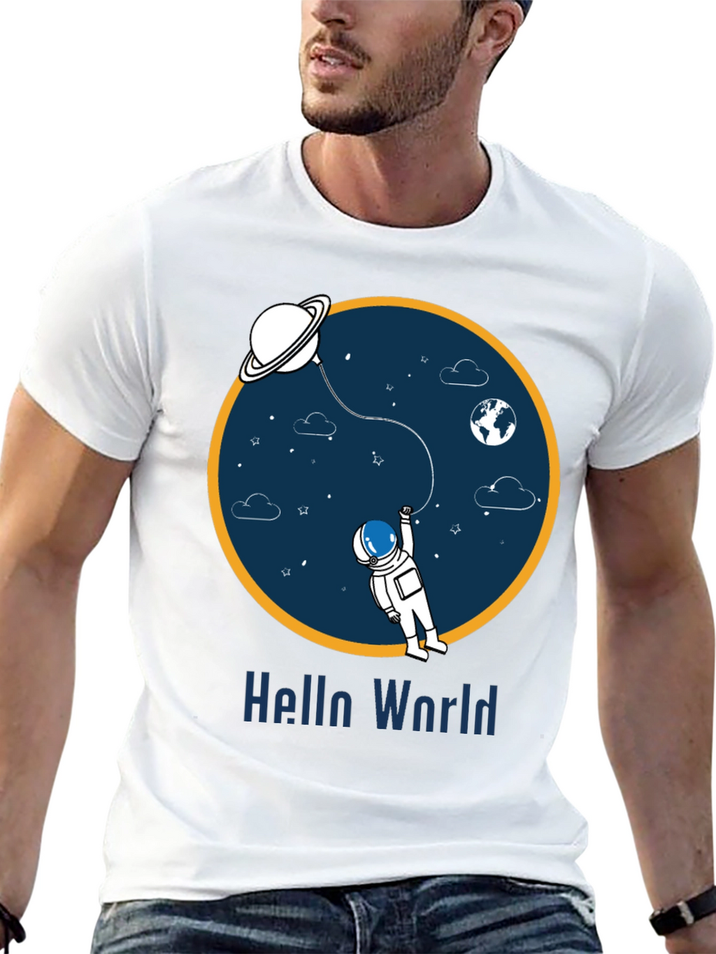 Astronaut Hello World Graphic T-Shirt