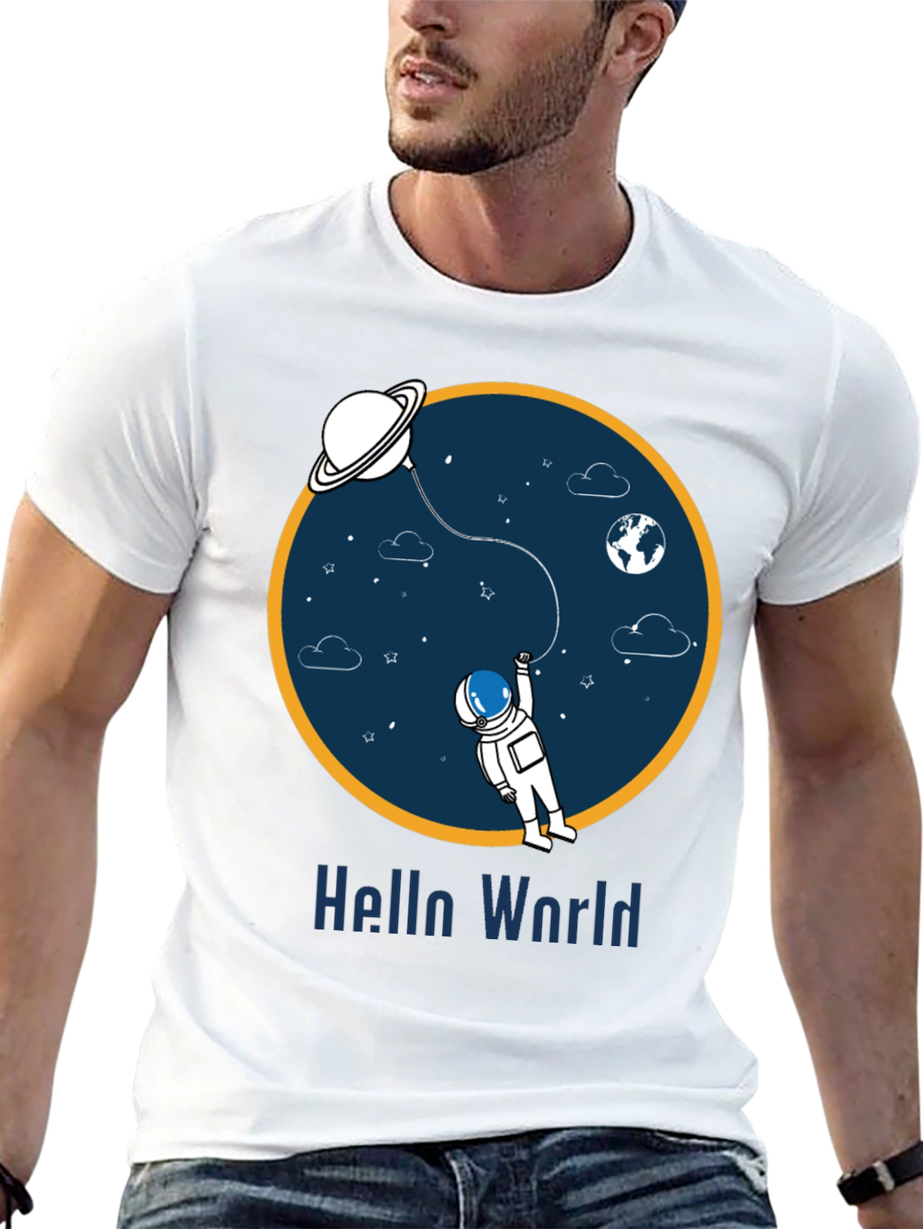 Astronaut Hello World Graphic T-Shirt