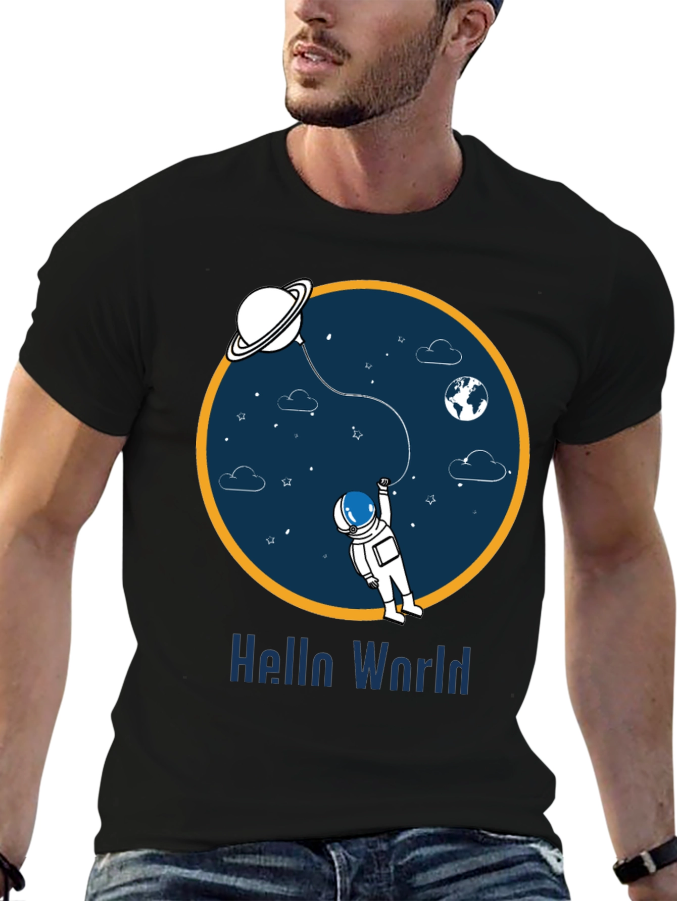 Astronaut Hello World Graphic T-Shirt