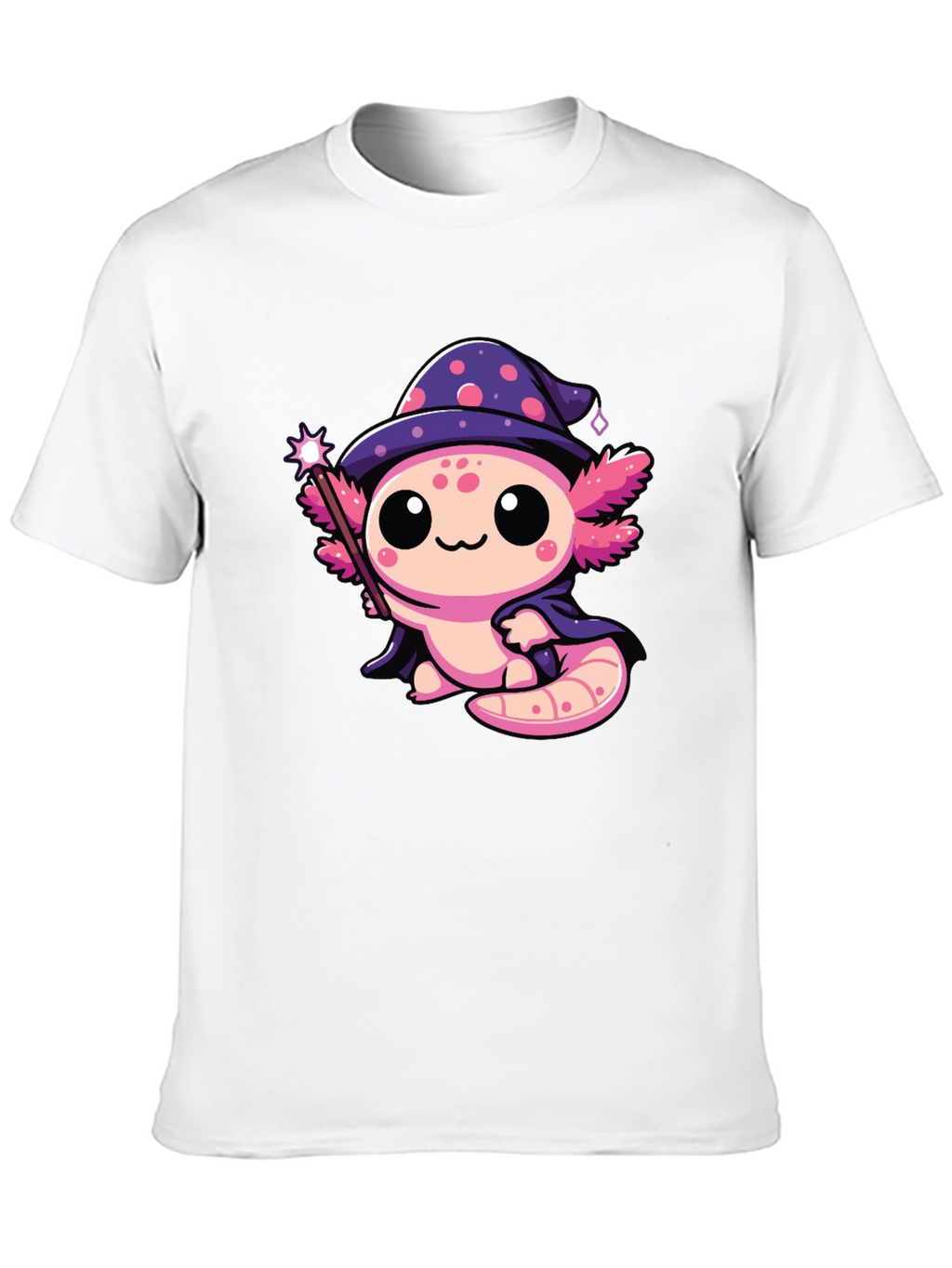 Cute Wizard Axolotl Black T-Shirt